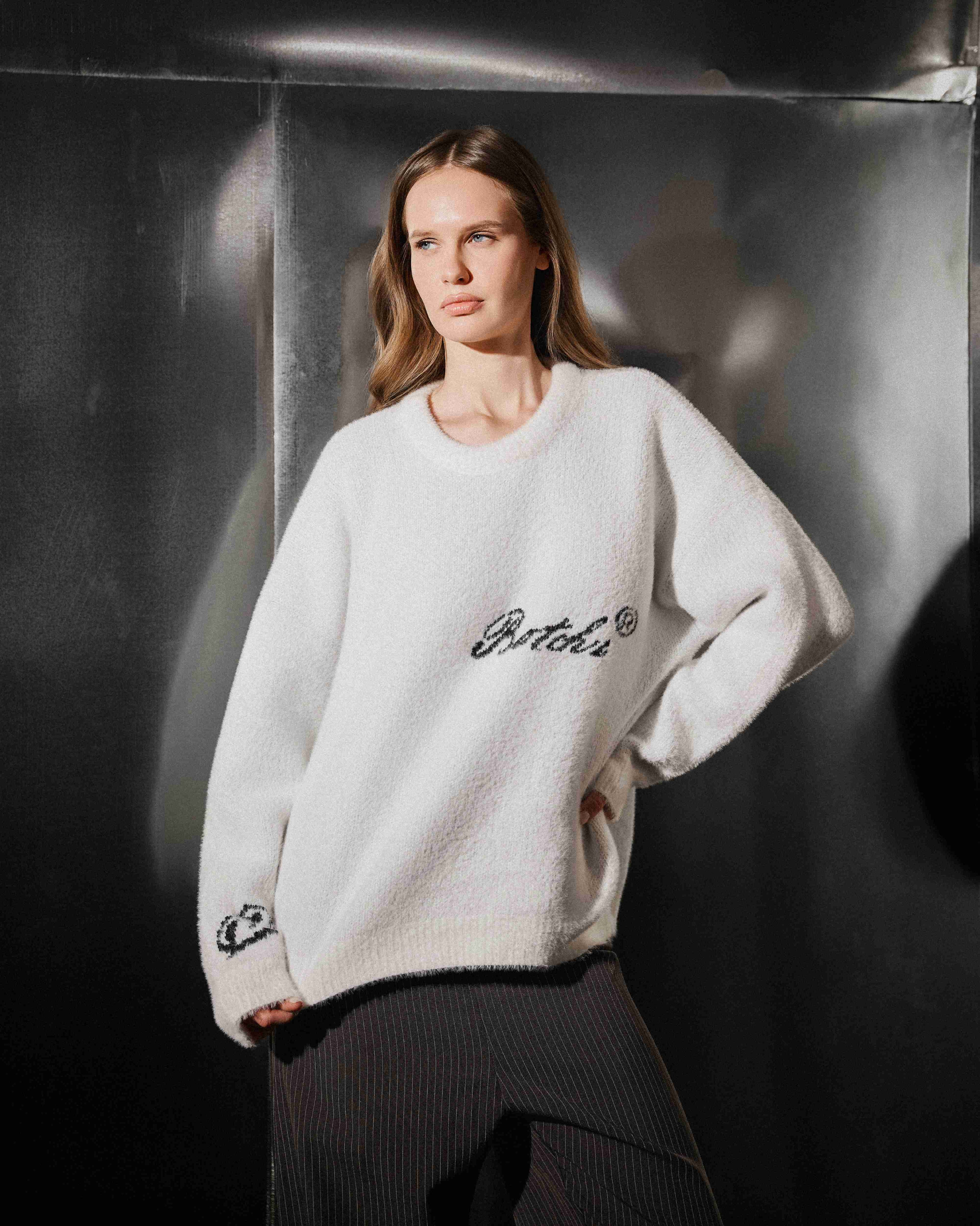 Botchi Fluffy Knit Sweater  White