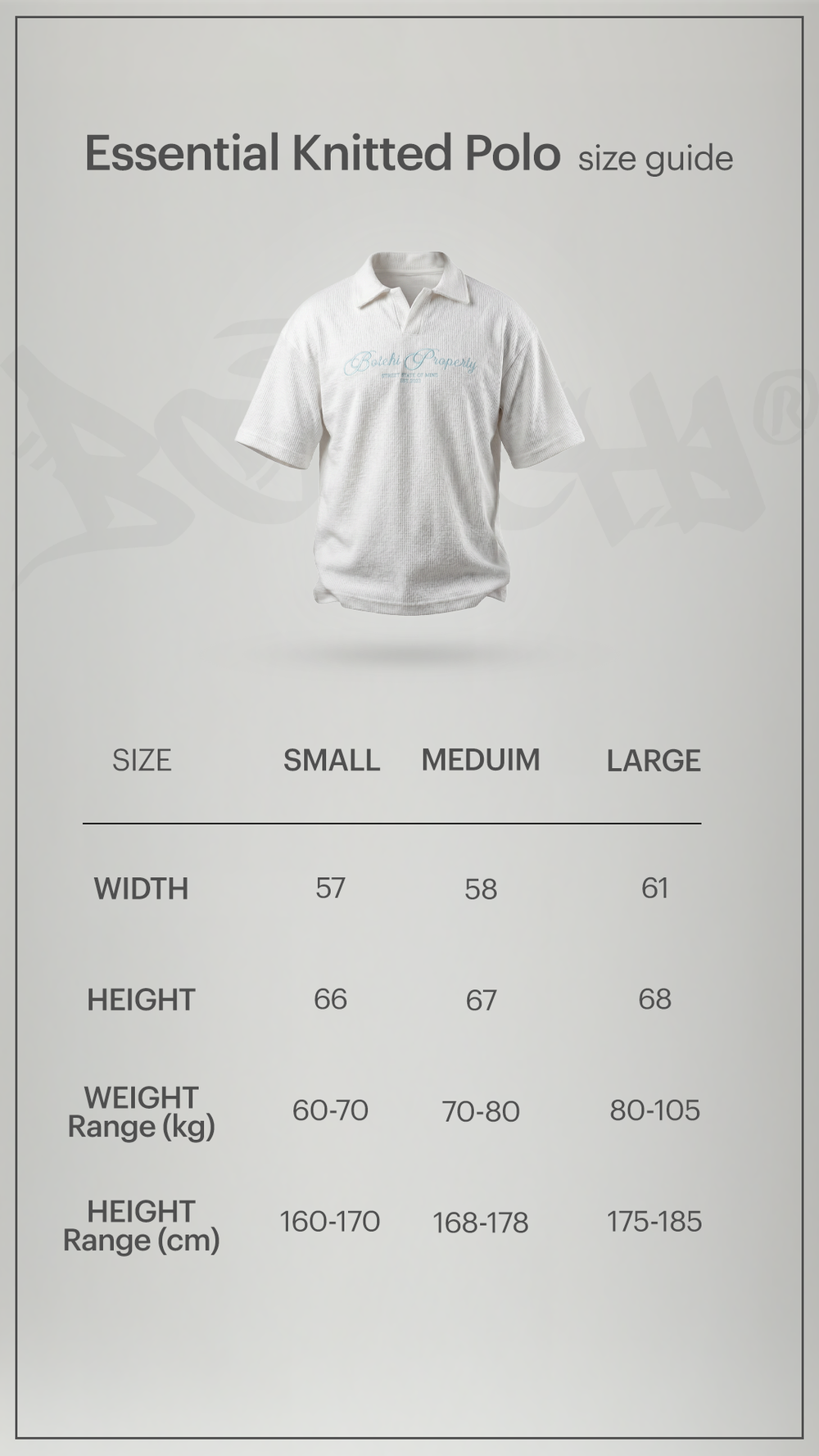 Size chart for Essential kintted polo - Black