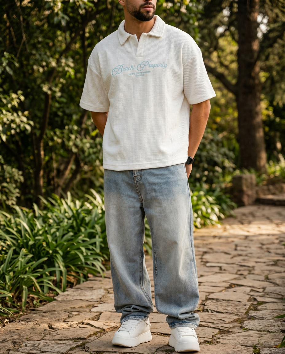 Essential kintted polo - White