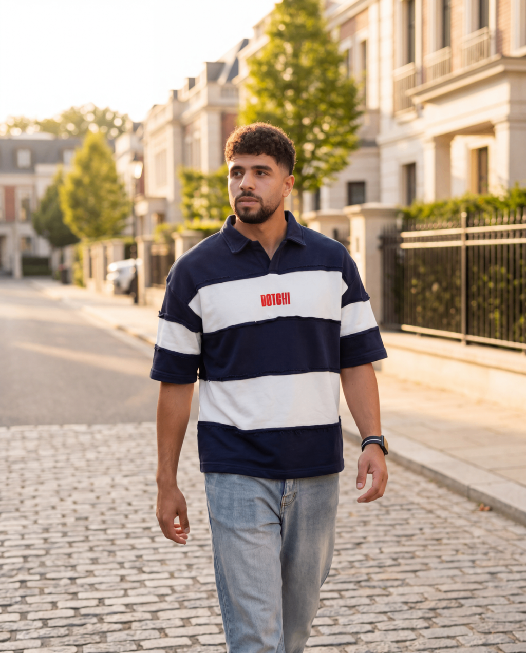 Raw Edge Polo (Navy & White)