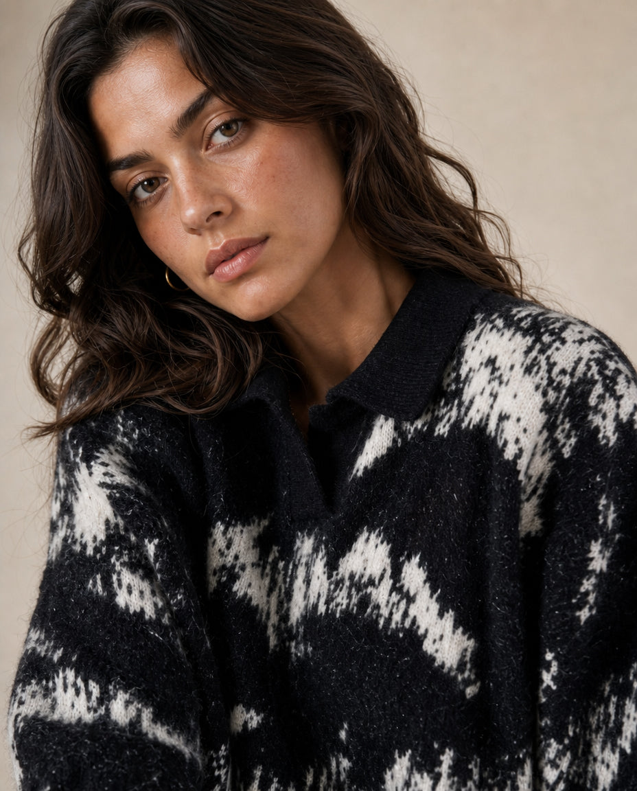 ECLIPSE Mohair Sweater — Black/White