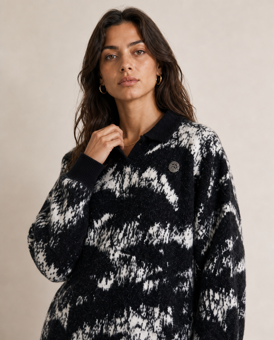 ECLIPSE Mohair Sweater — Black/White