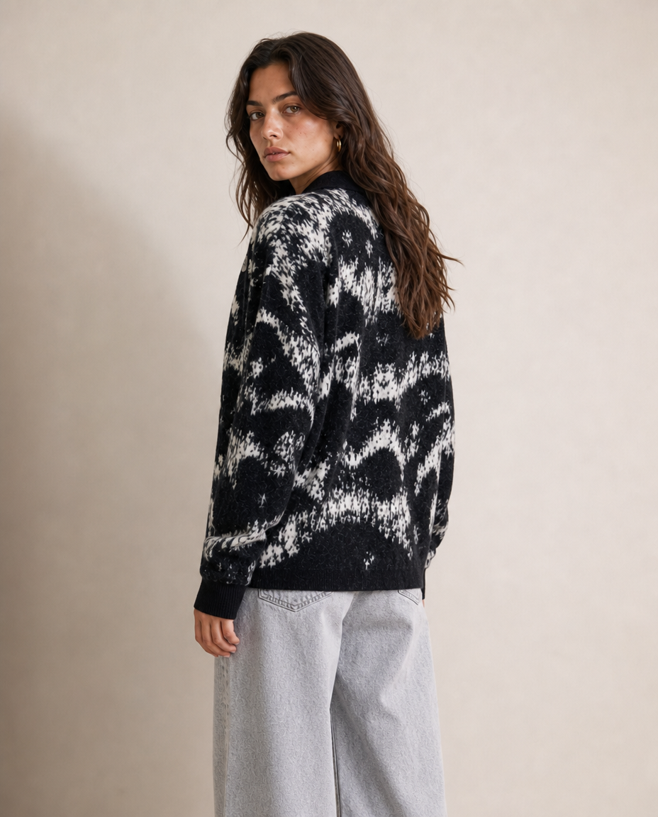 ECLIPSE Mohair Sweater — Black/White