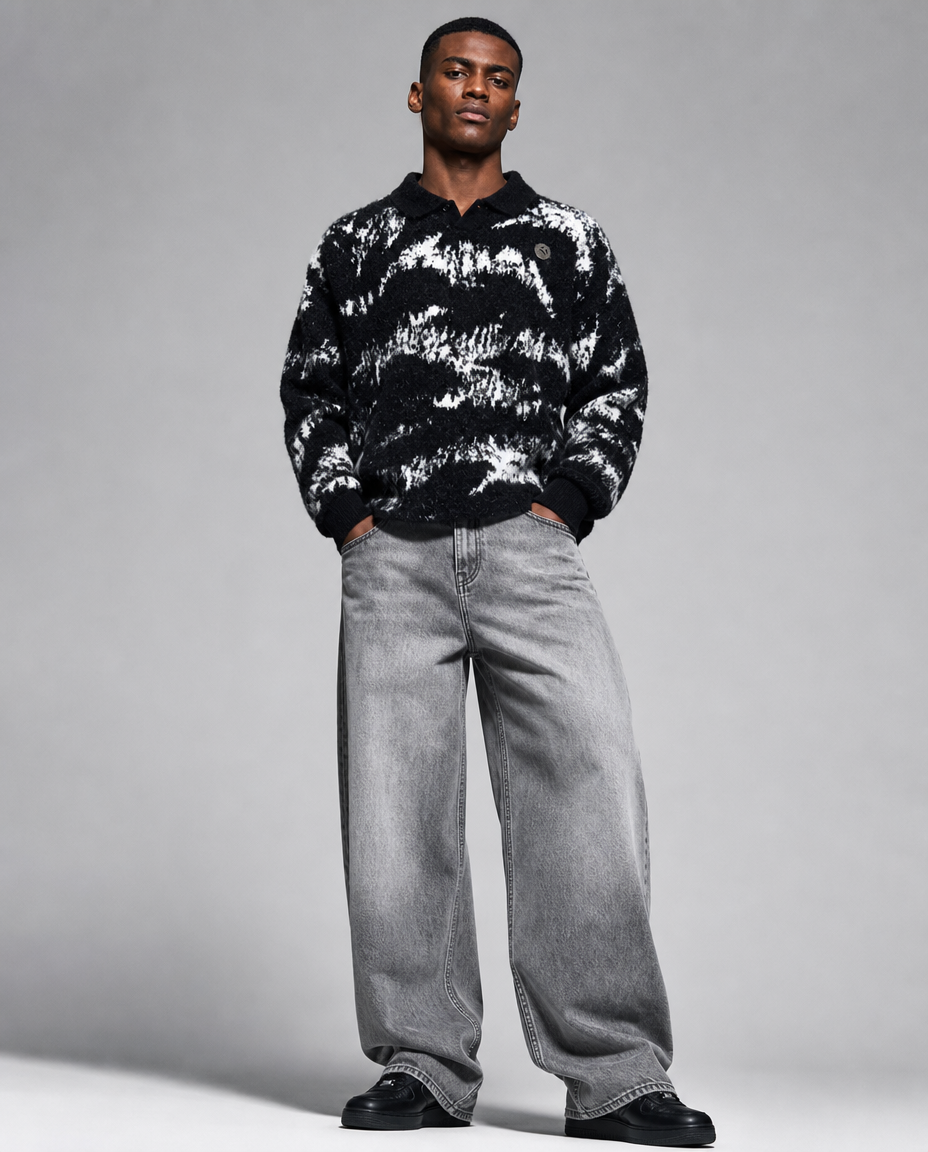 ECLIPSE Mohair Sweater — Black/White