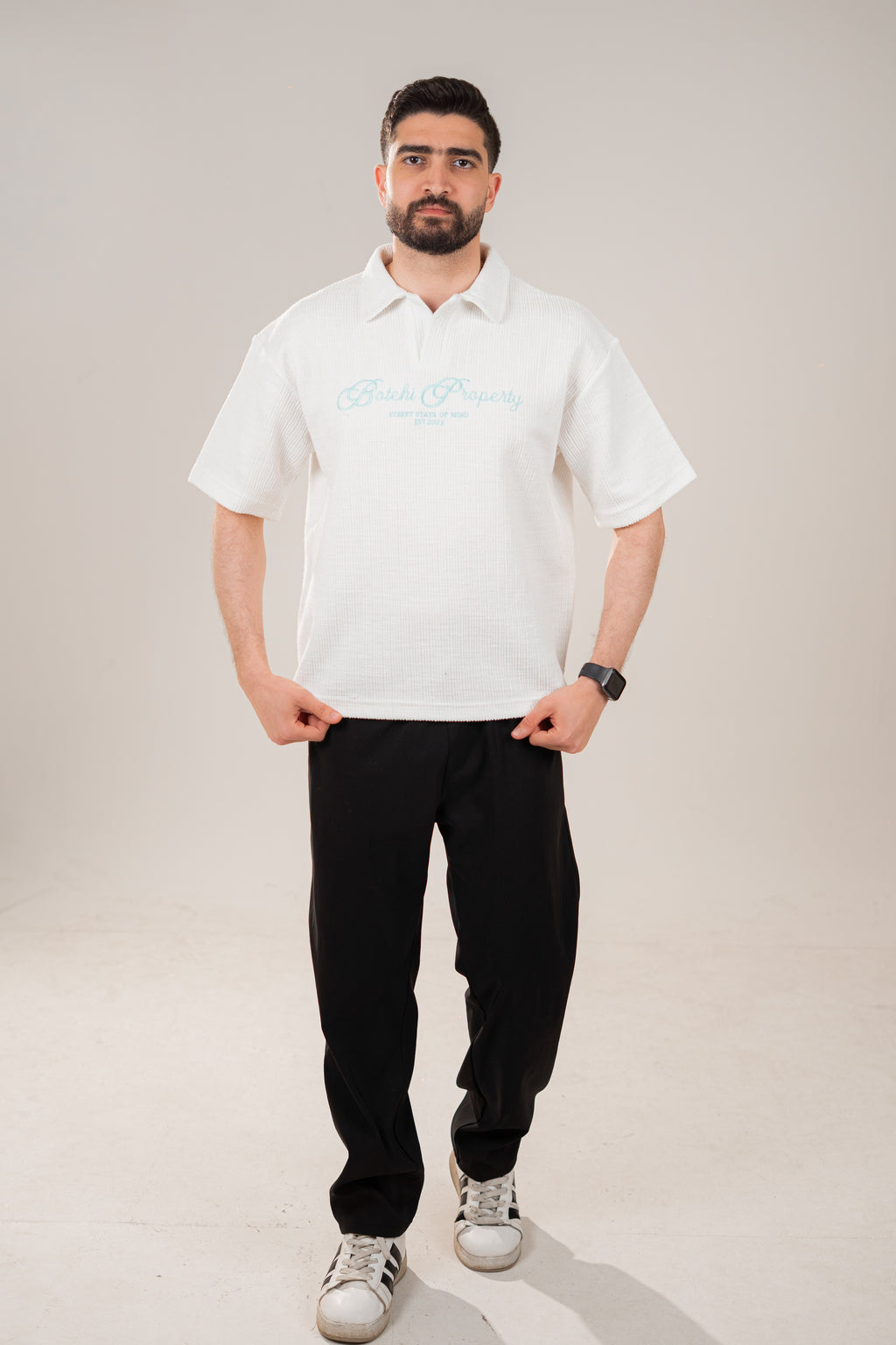 Essential kintted polo - White