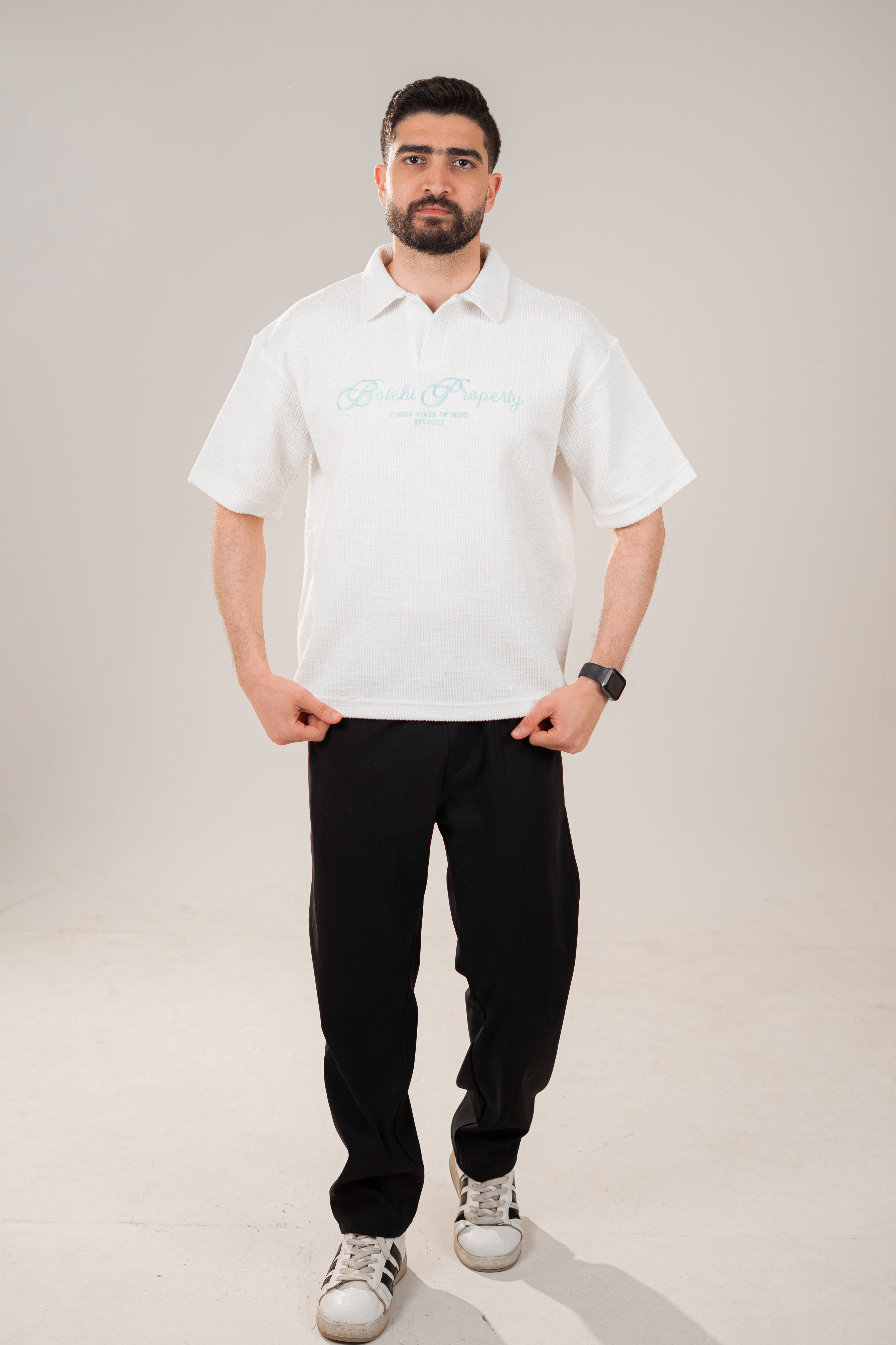 Essential kintted polo - White