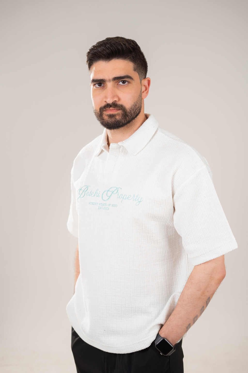 Essential kintted polo - White