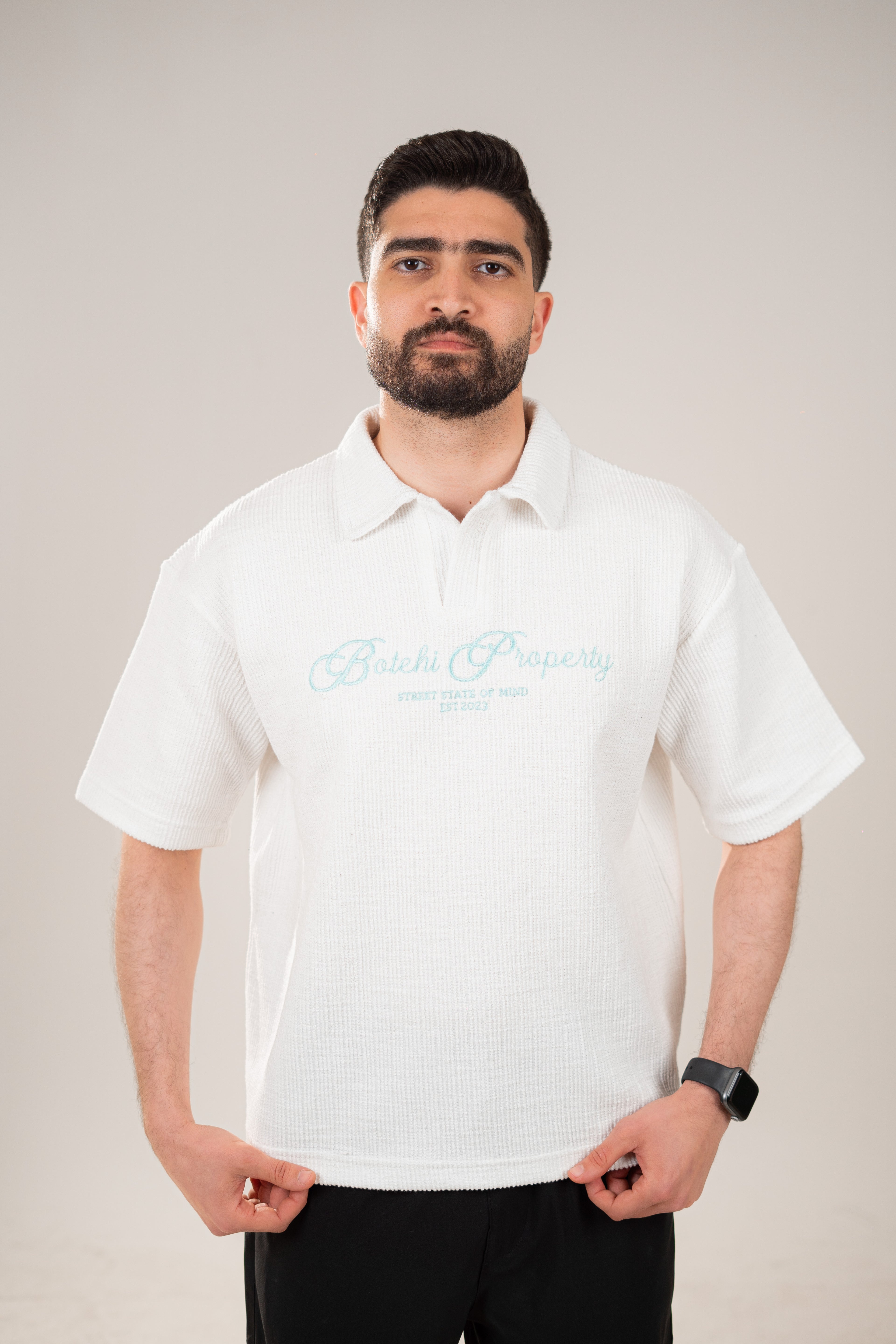 Essential kintted polo - White