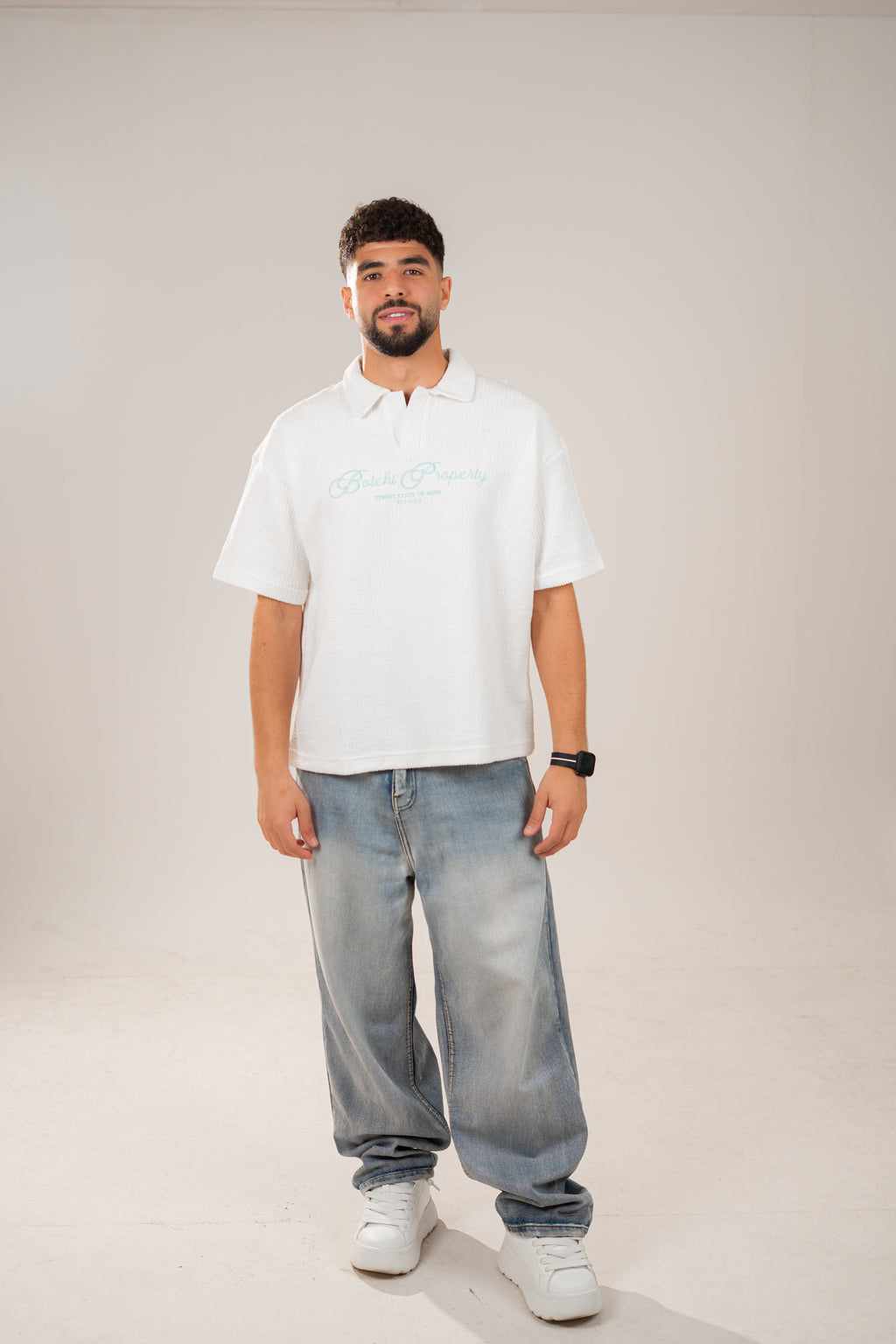 Essential kintted polo - White