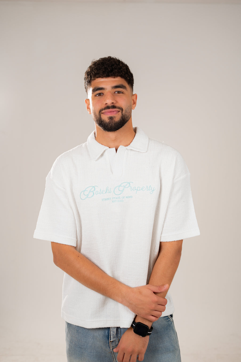 Essential kintted polo - White