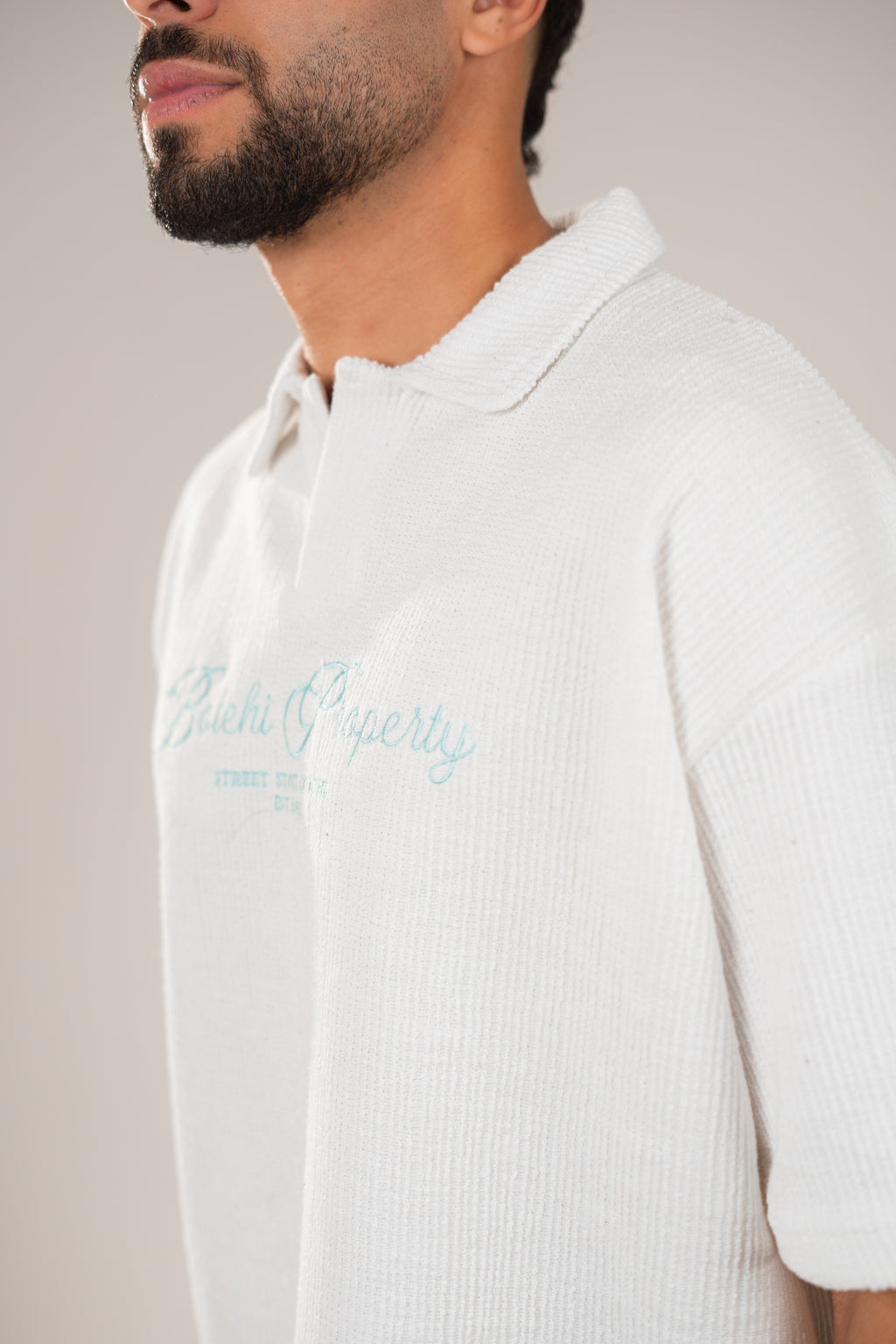 Essential kintted polo - White