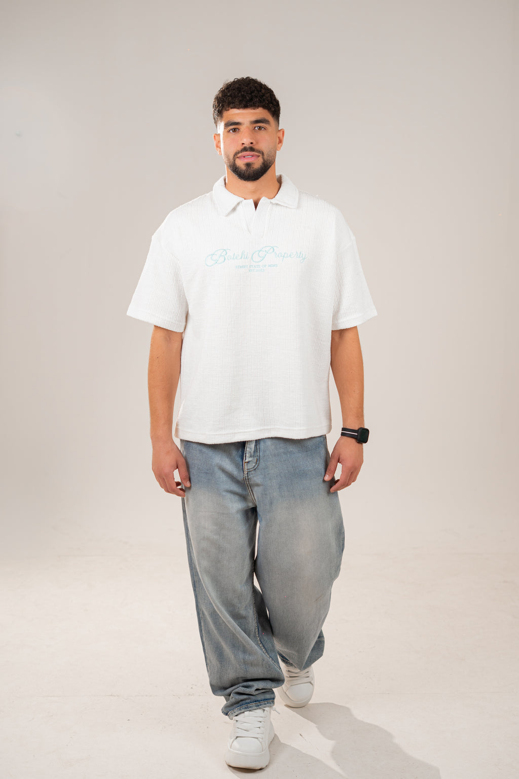 Essential kintted polo - White