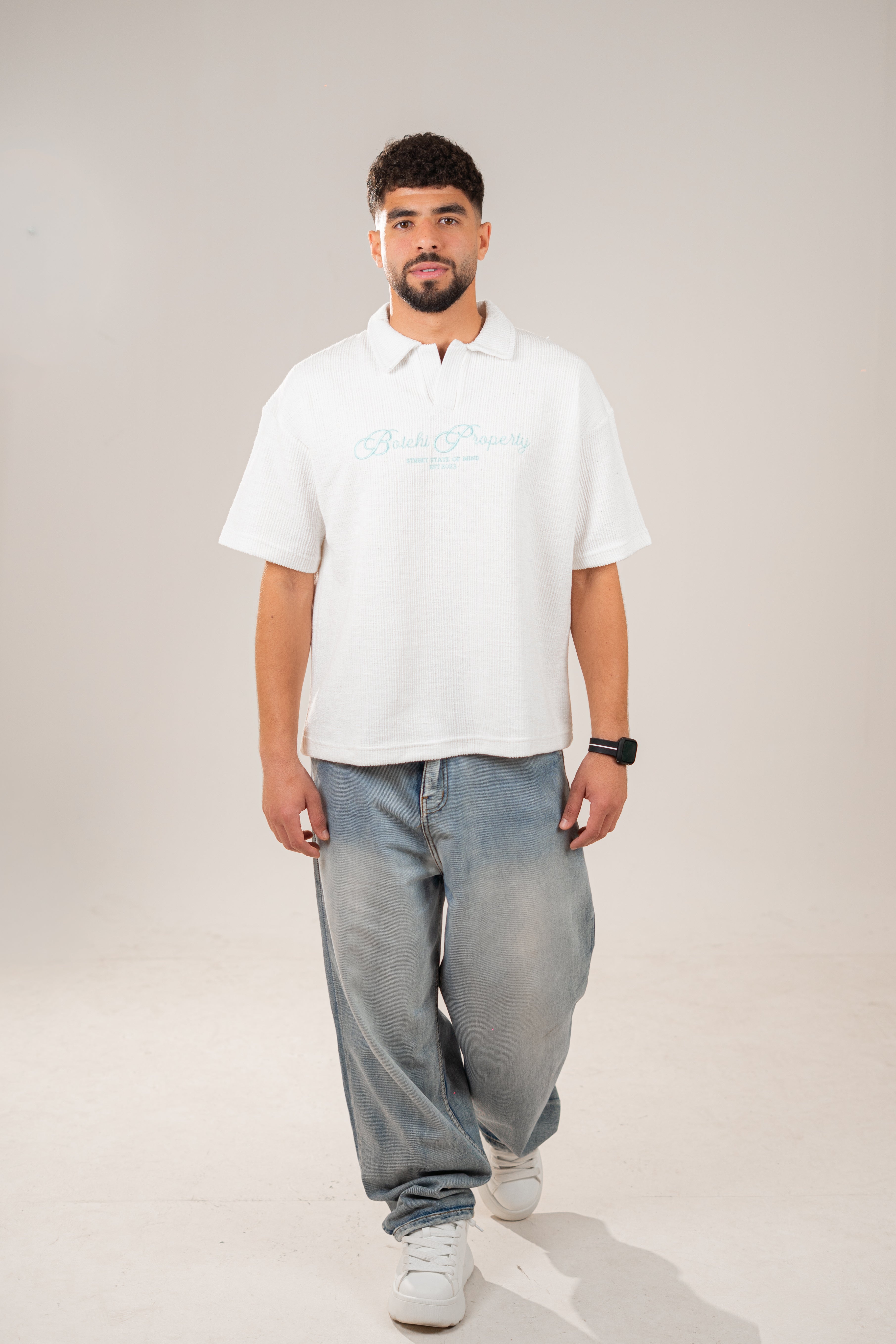 Essential kintted polo - White