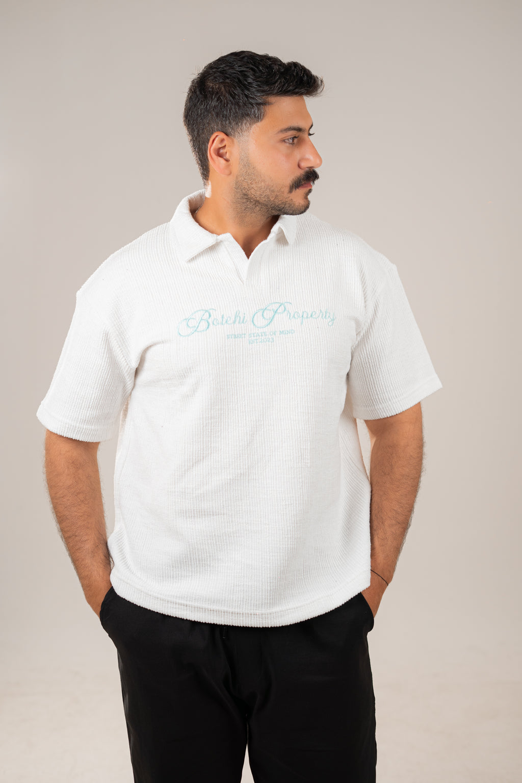 Essential kintted polo - White