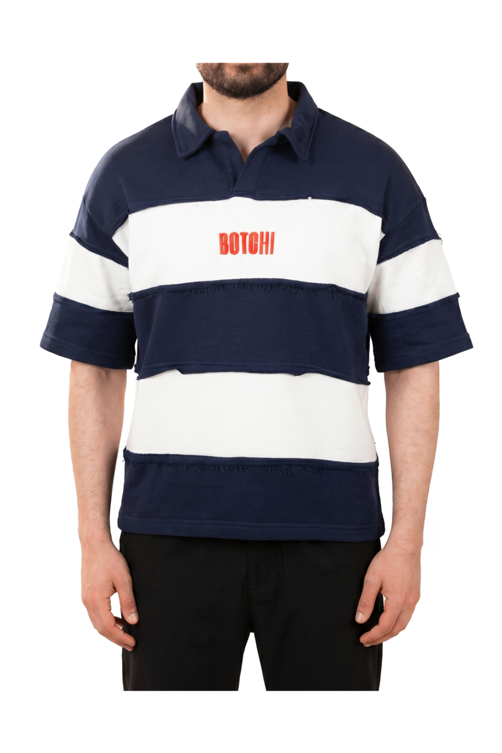 Raw Edge Polo (Navy & White)