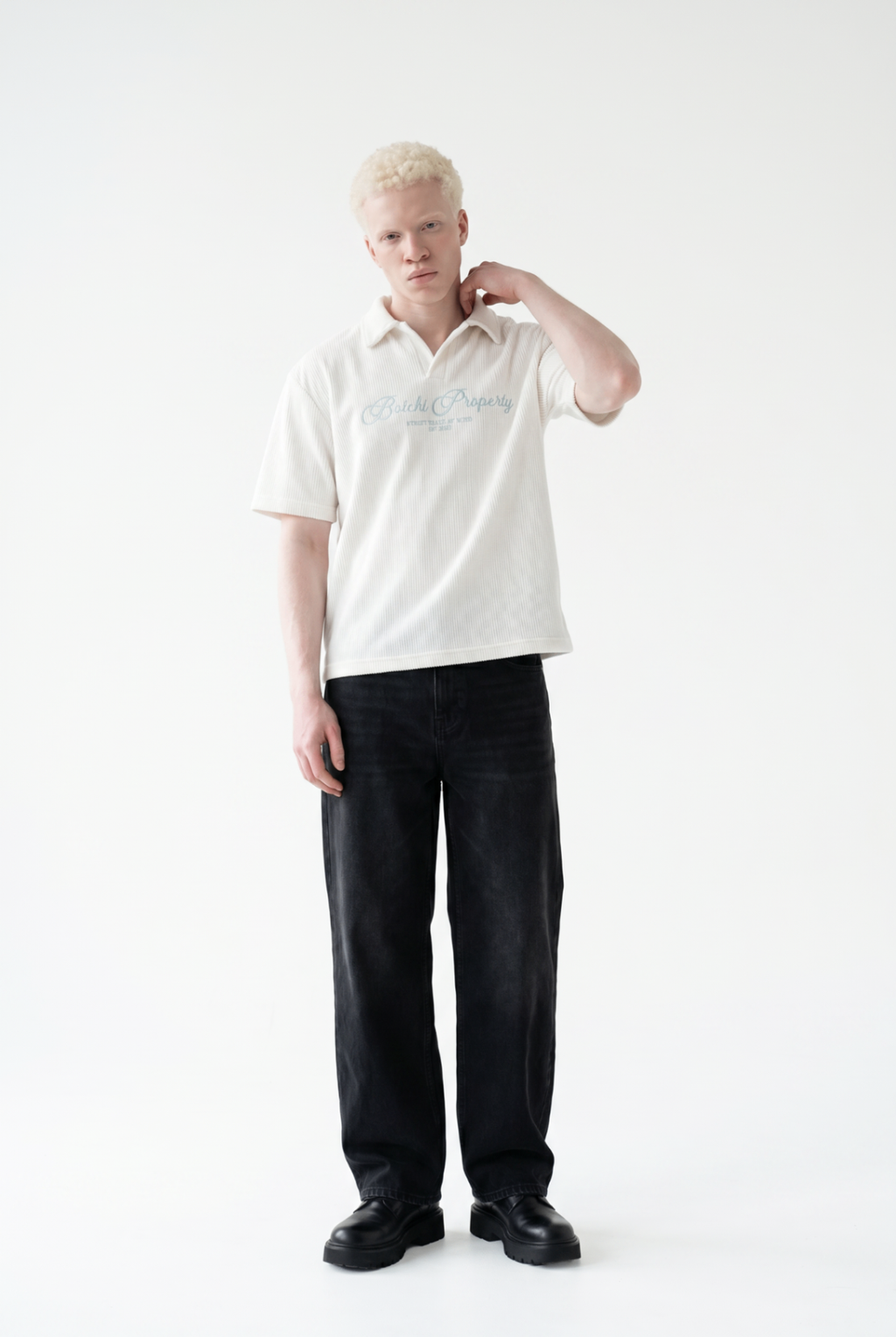 Essential kintted polo - White