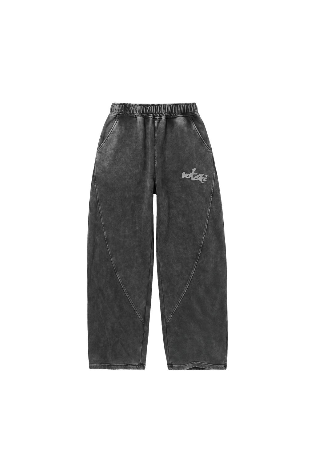 Botchi Stone Washed Melton Pants Grey (Wide Leg)