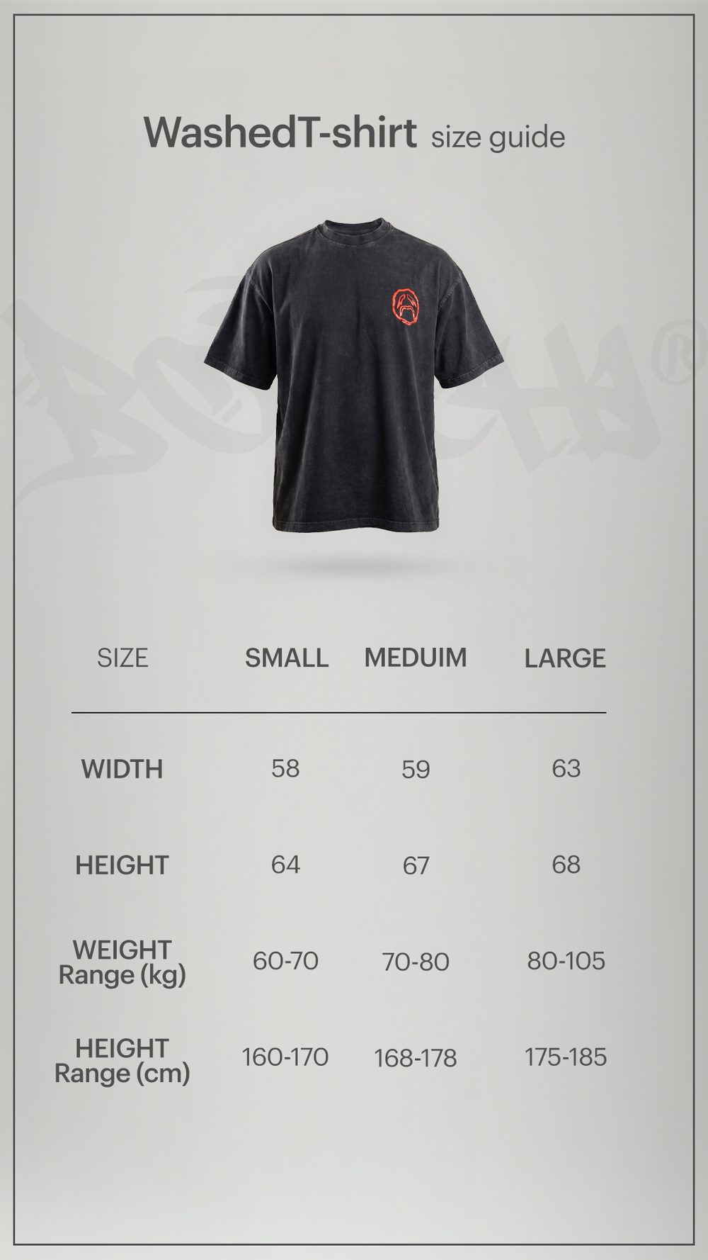Size chart for Botchi Basic Shirt - Washed