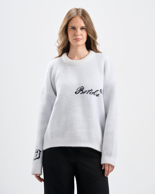 Botchi Fluffy Knit Sweater White