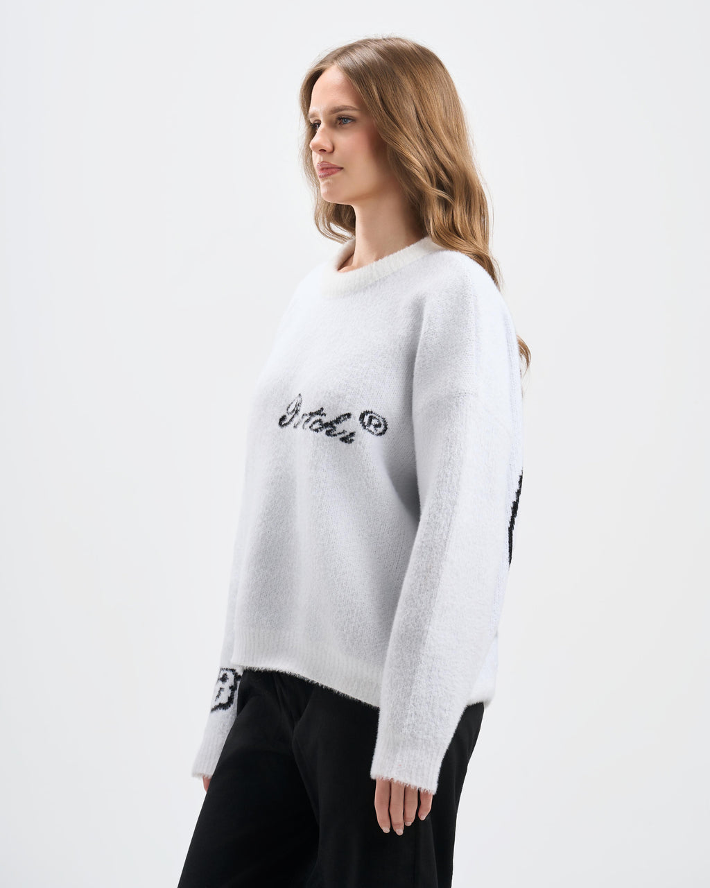 Botchi Fluffy Knit Sweater  White