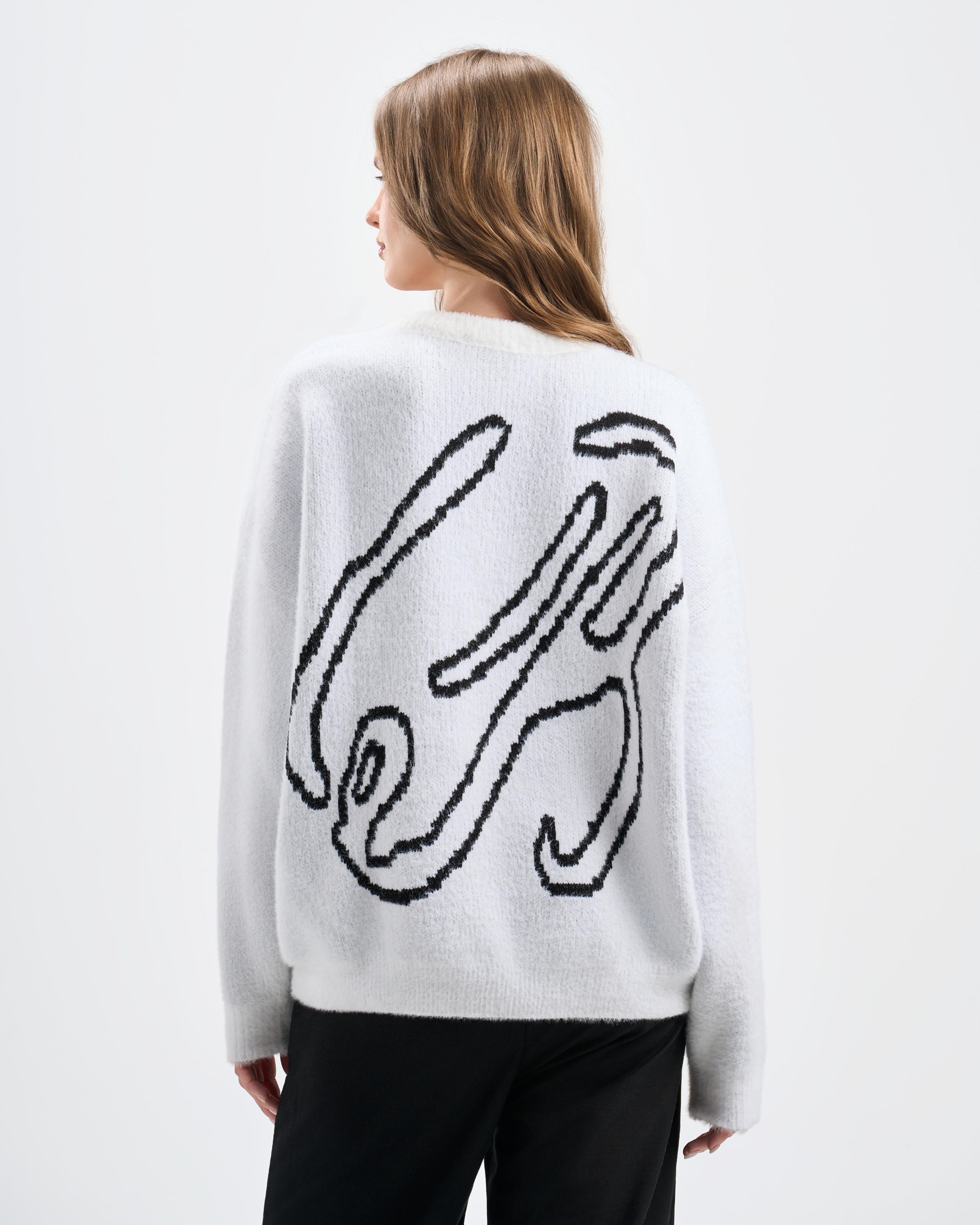 Botchi Fluffy Knit Sweater  White