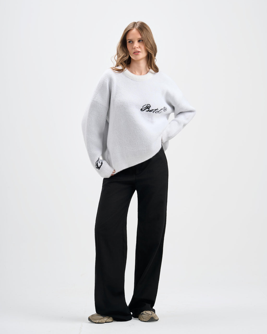 Botchi Fluffy Knit Sweater  White