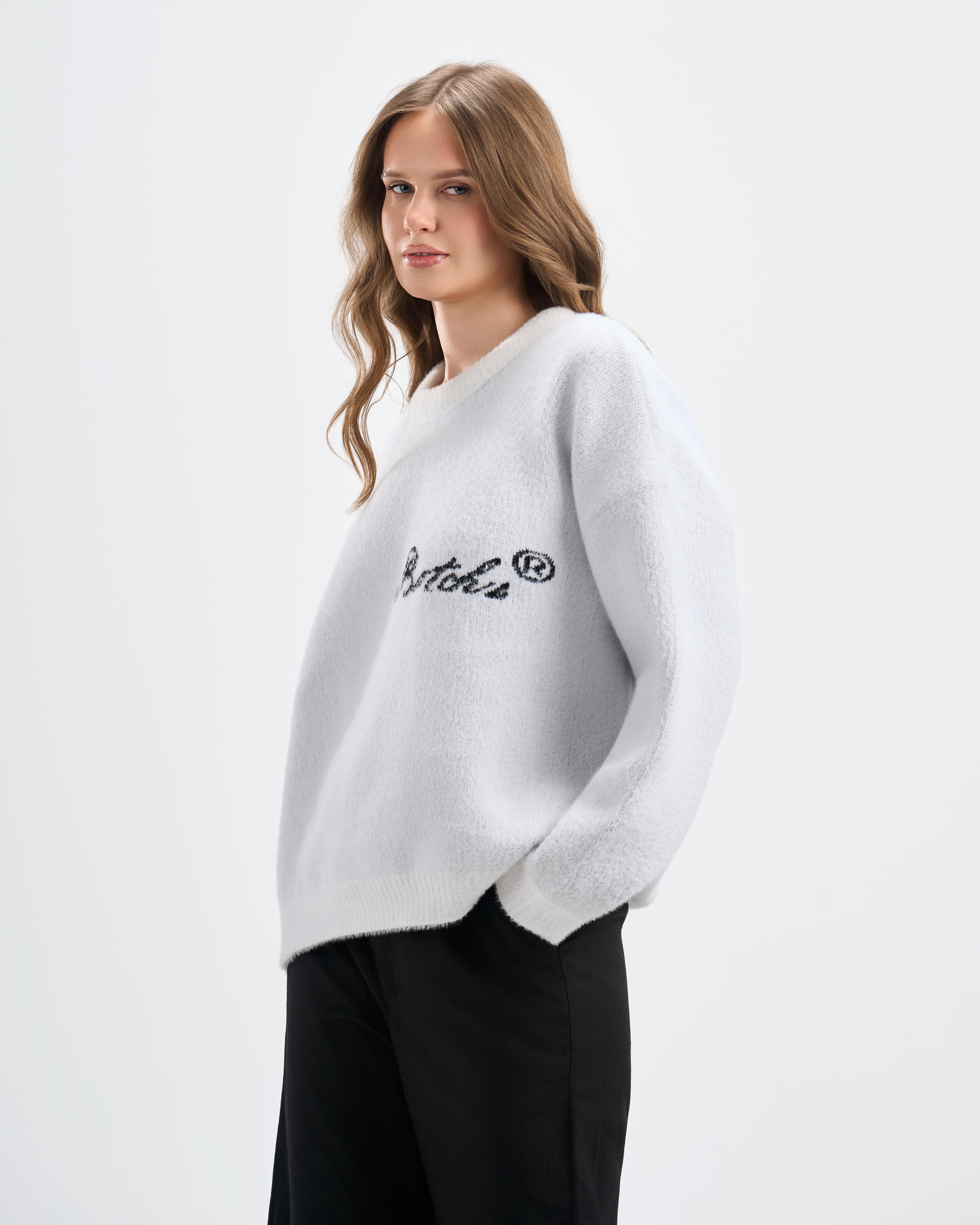 Botchi Fluffy Knit Sweater  White
