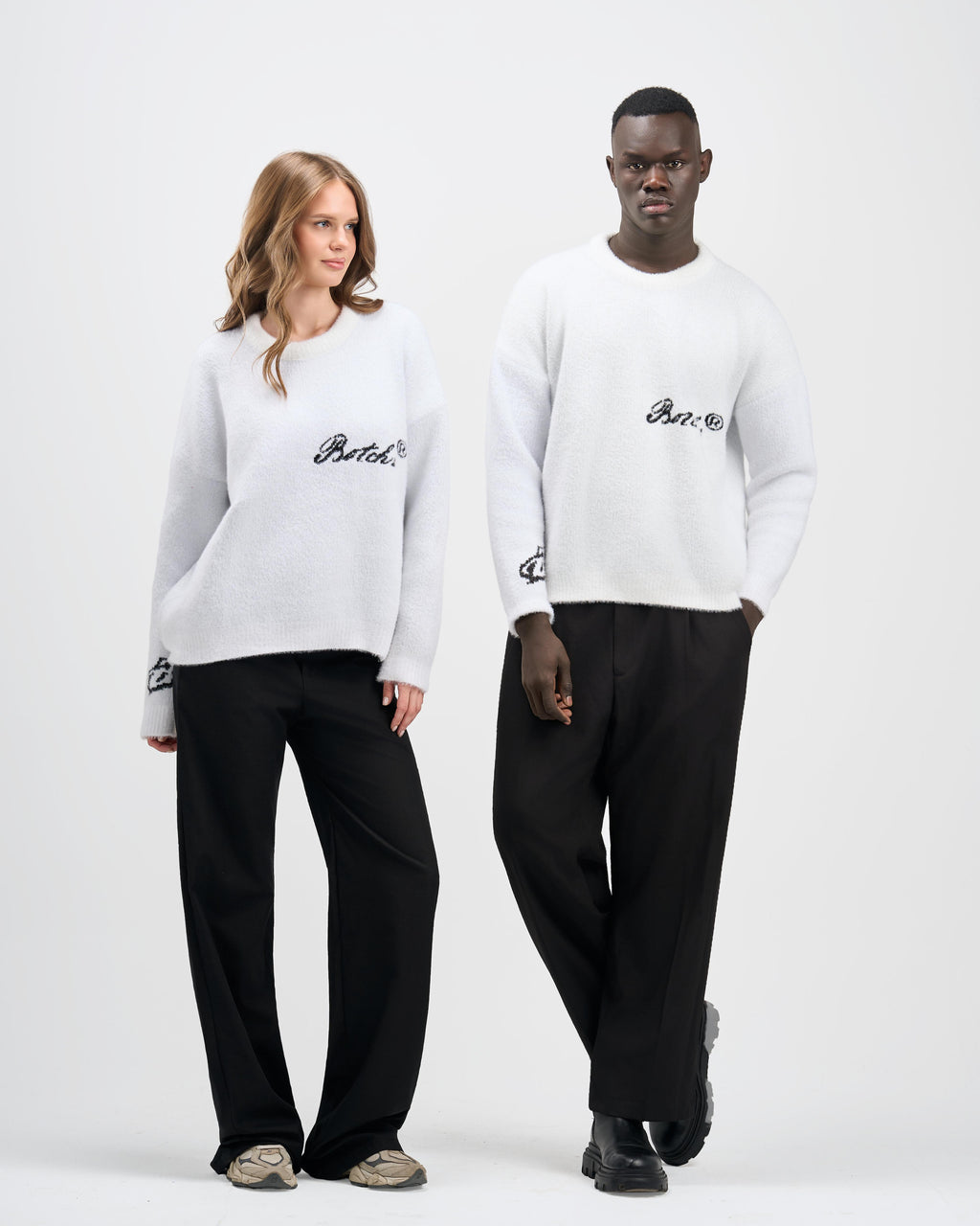 Botchi Fluffy Knit Sweater  White