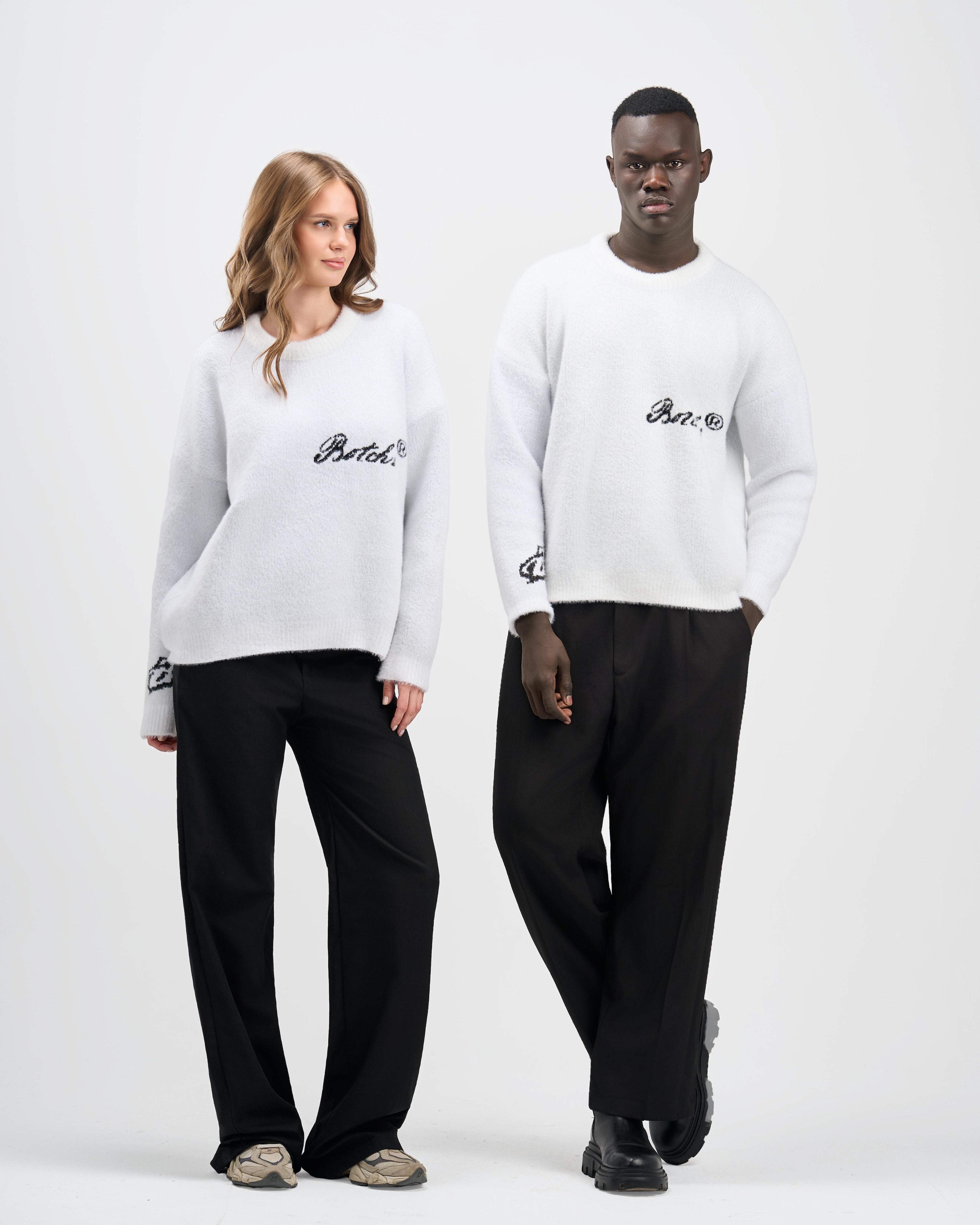 Botchi Fluffy Knit Sweater  White