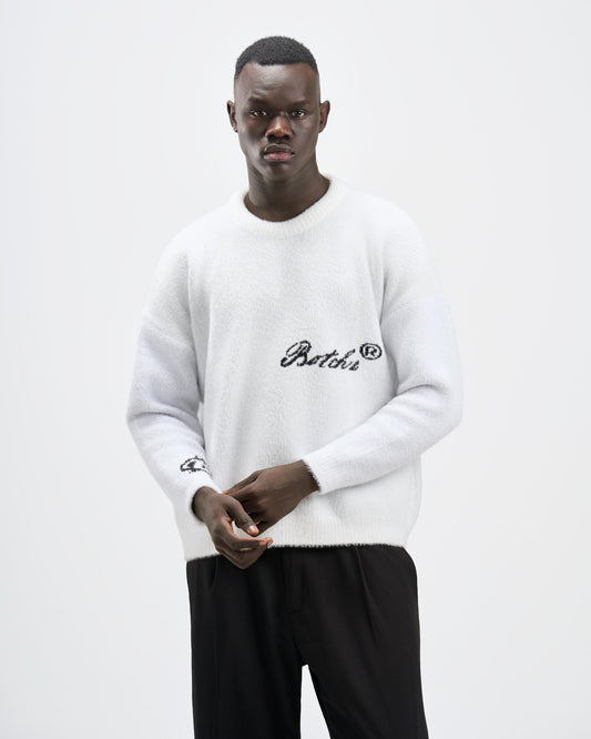 Botchi Fluffy Knit Sweater White