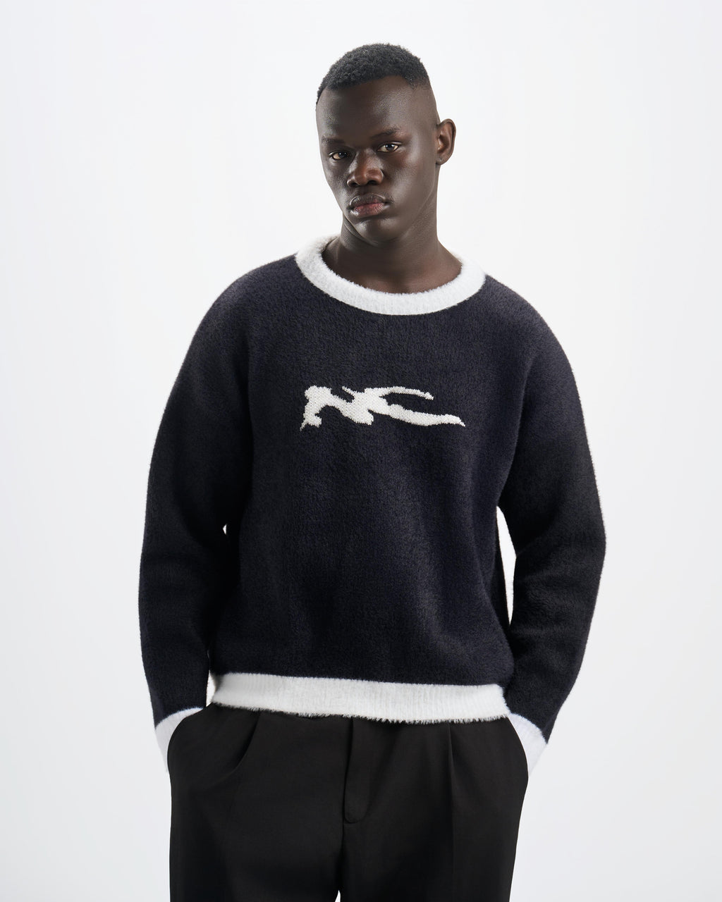 Botchi Fluffy Knit Sweater Black