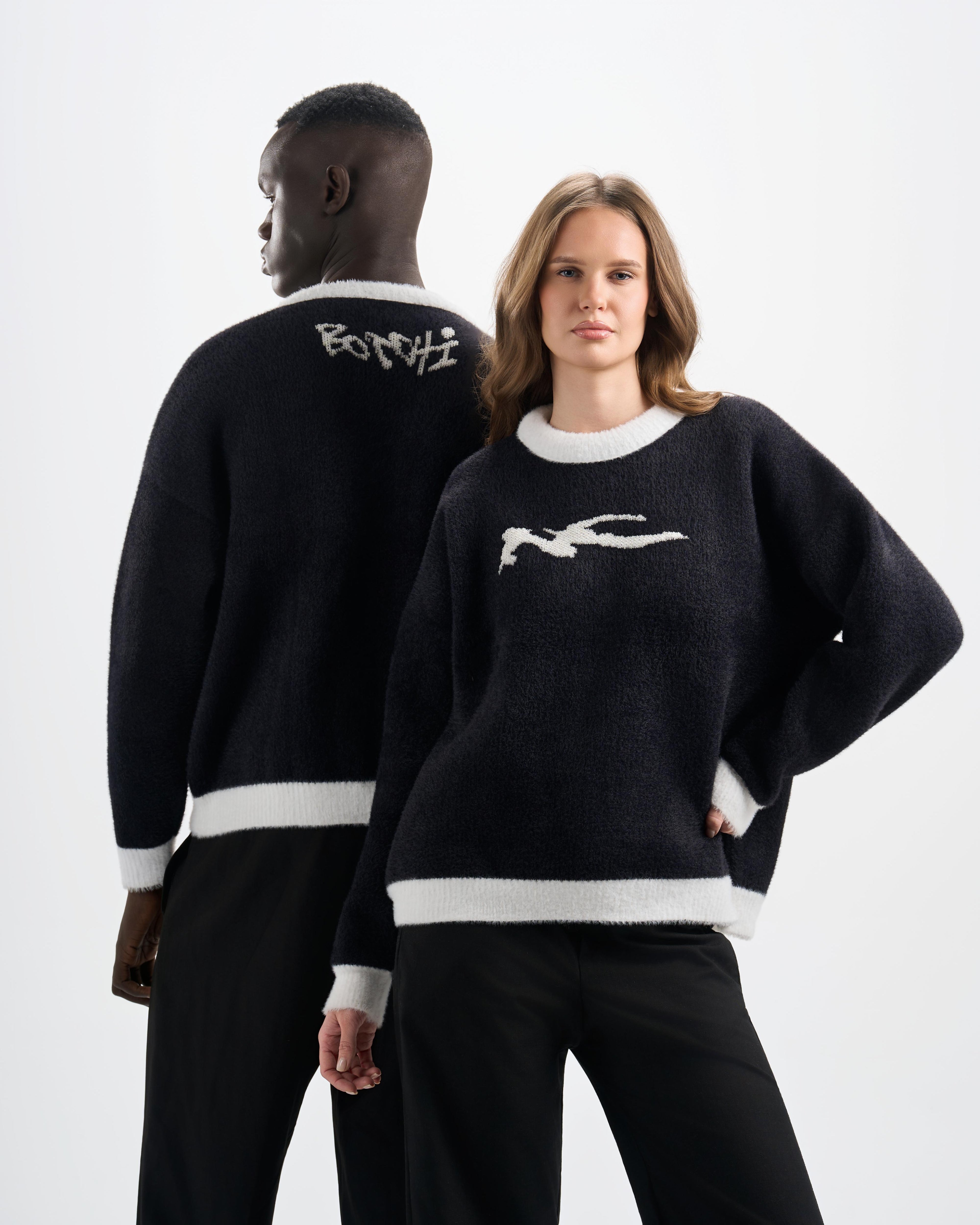 Botchi Fluffy Knit Sweater Black