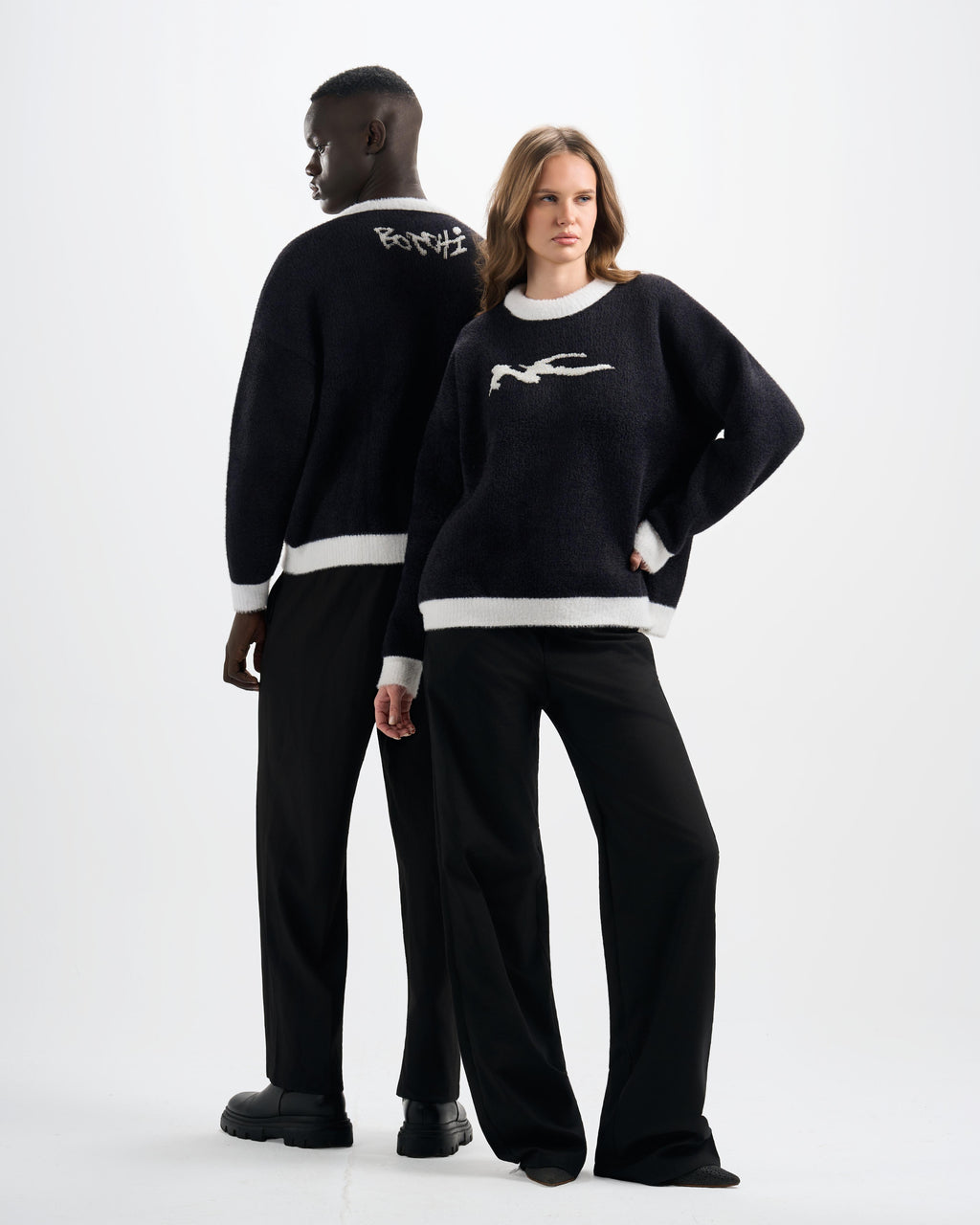 Botchi Fluffy Knit Sweater Black