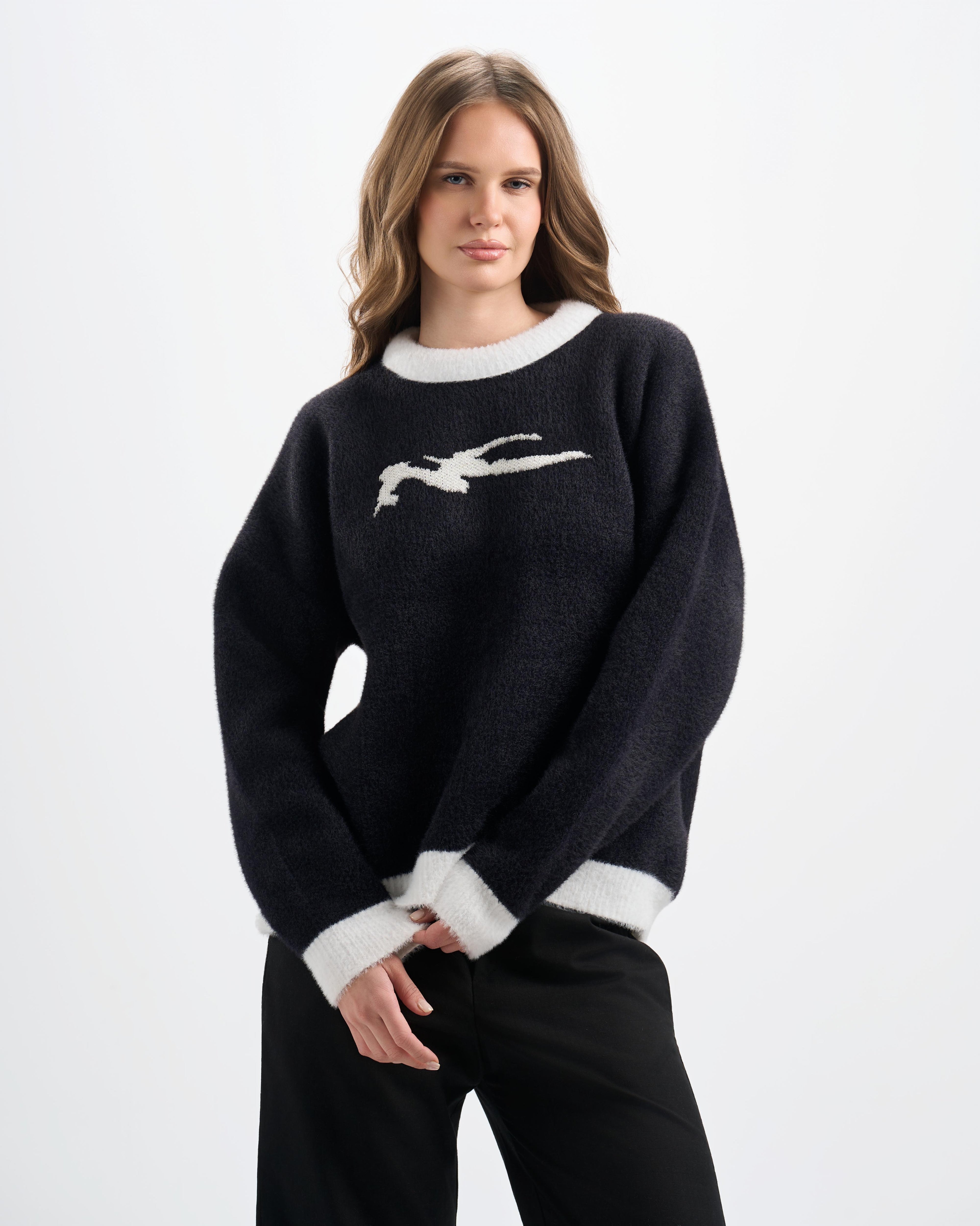 Botchi Fluffy Knit Sweater Black