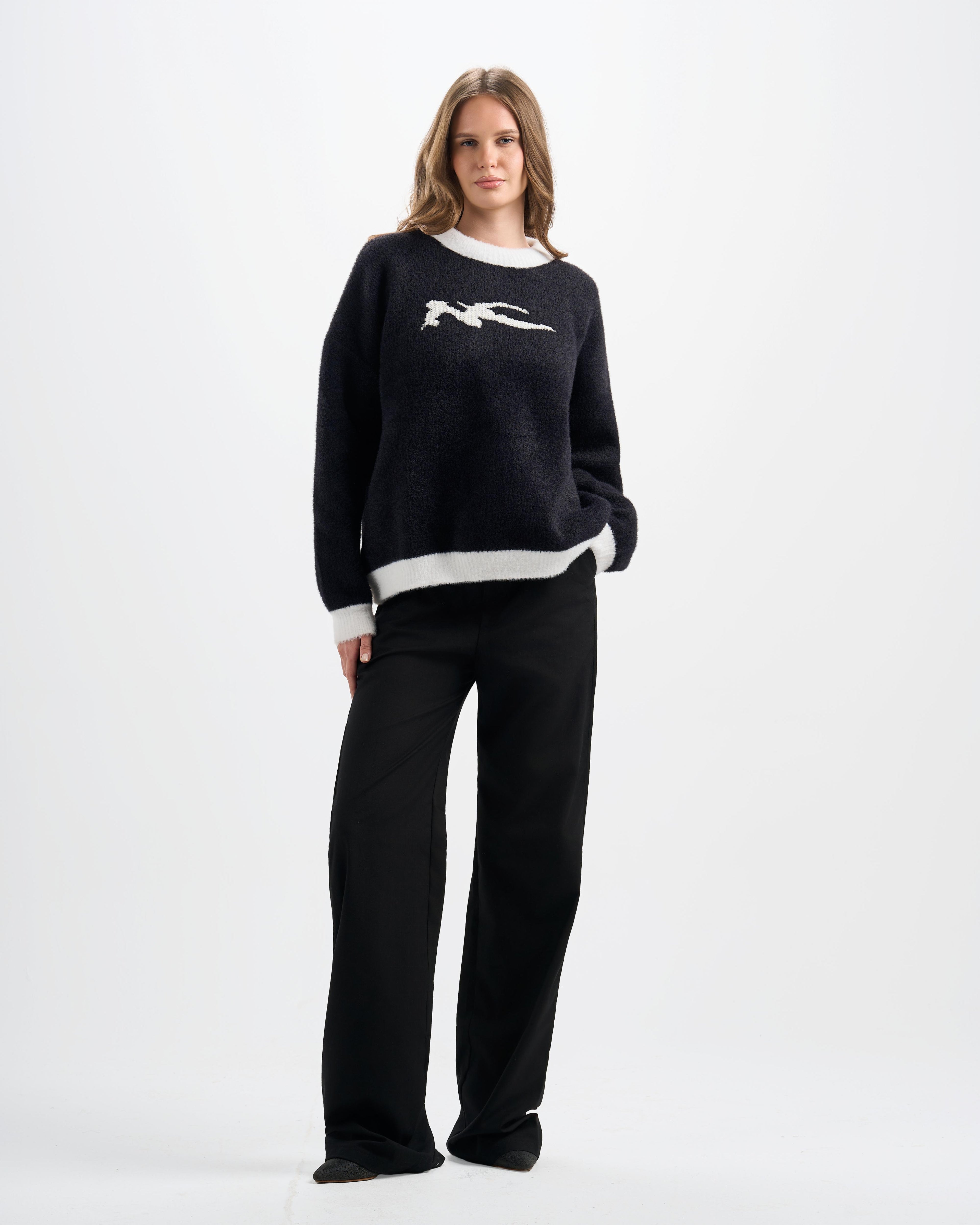 Botchi Fluffy Knit Sweater Black