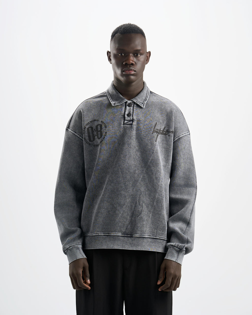 Botchi Stone Washed Melton Hoodie Grey