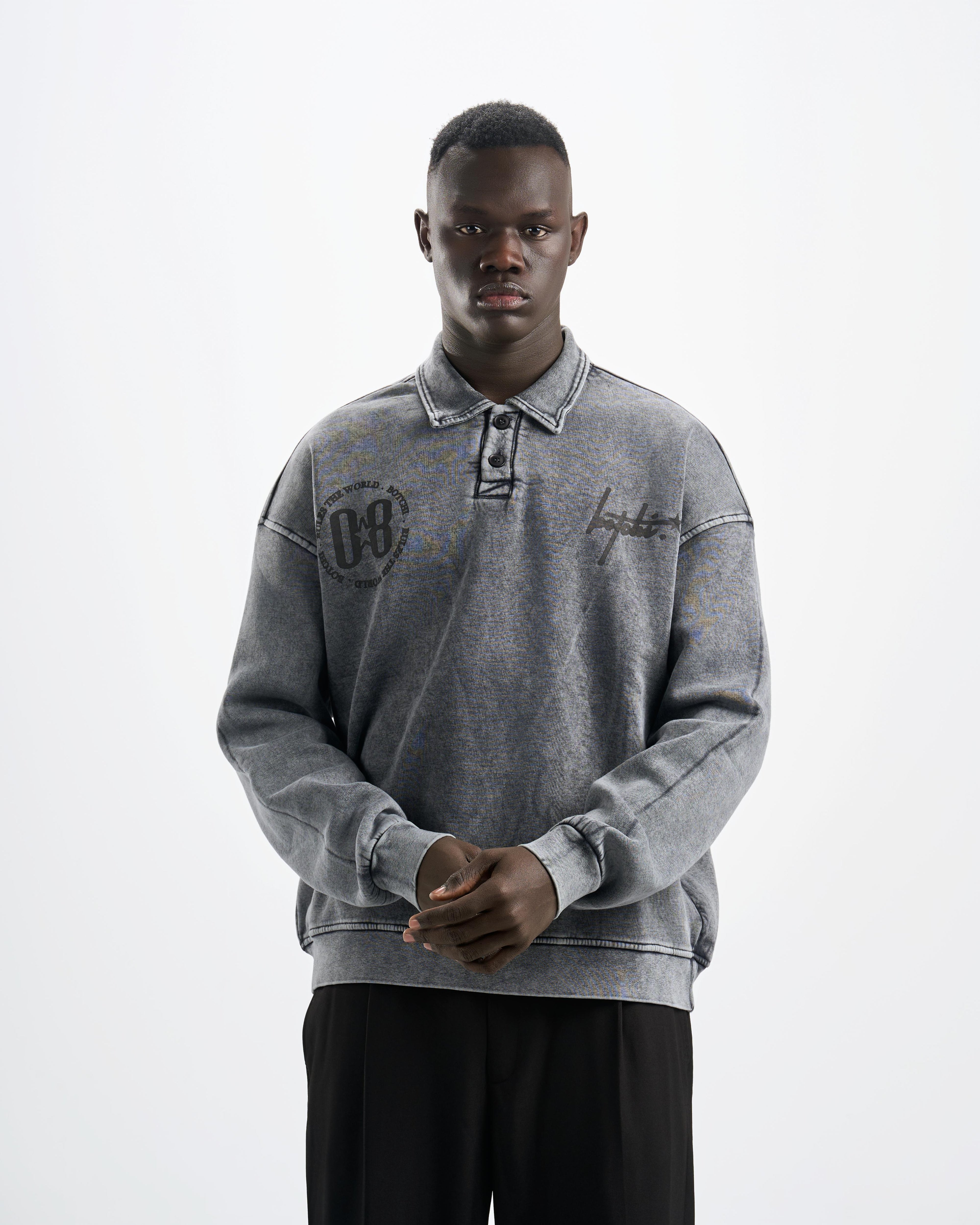 Botchi Stone Washed Melton Hoodie Grey