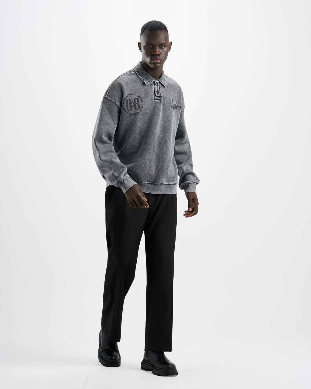 Botchi Stone Washed Melton Hoodie Grey