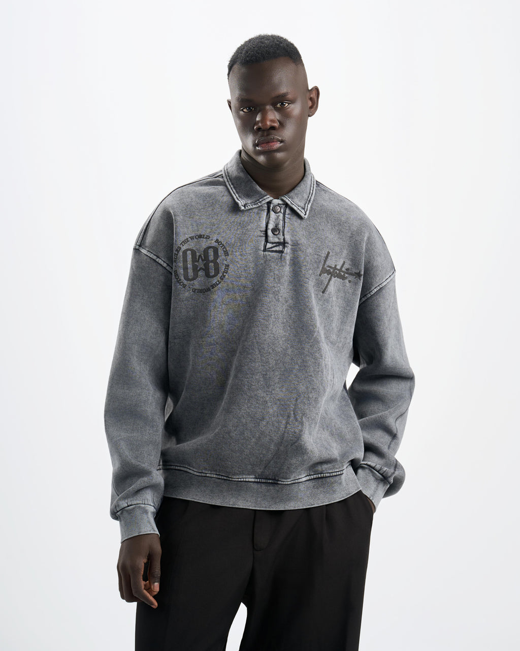 Botchi Stone Washed Melton Hoodie Grey