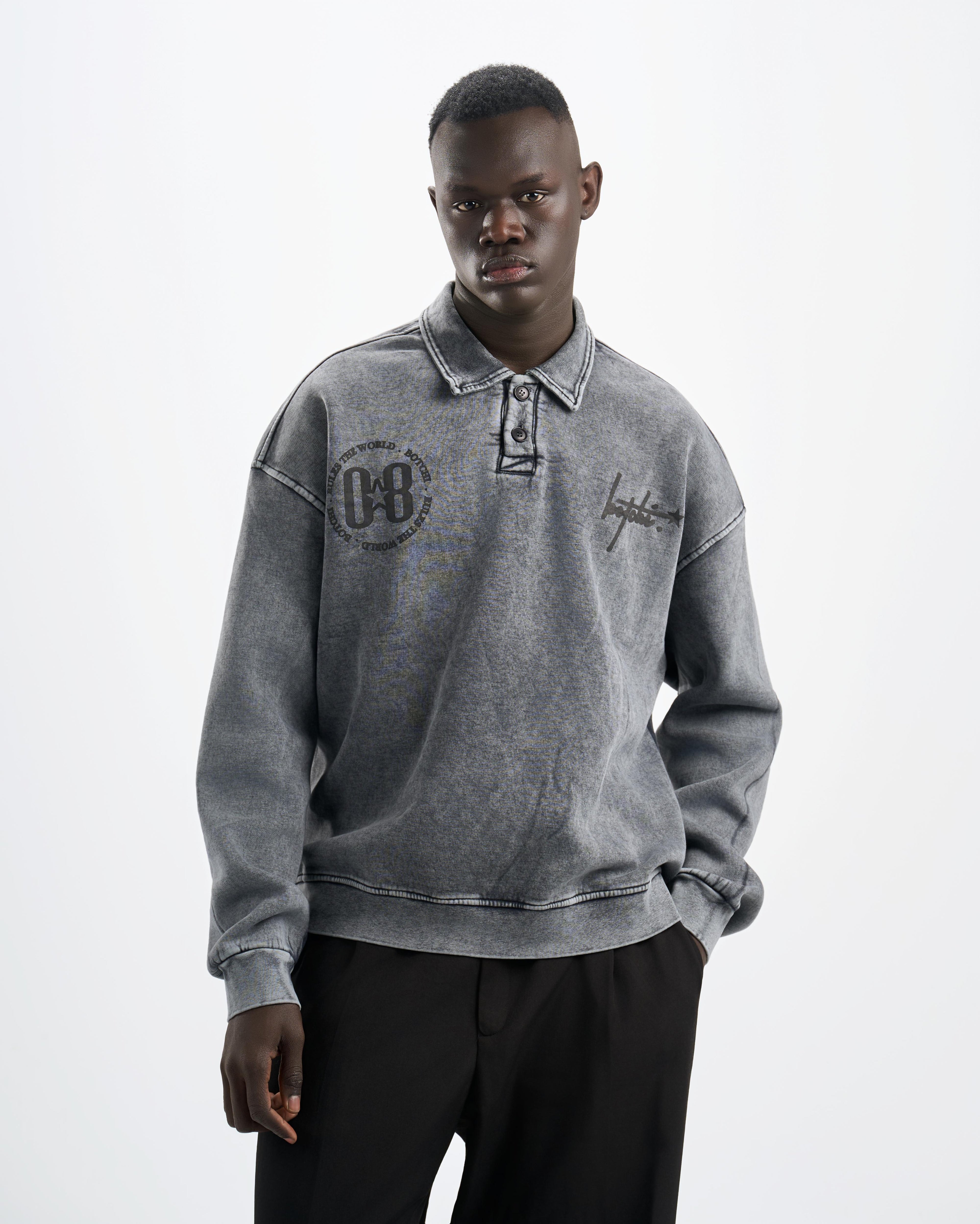 Botchi Stone Washed Melton Hoodie Grey