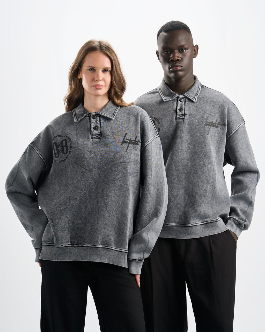 Botchi Stone Washed Melton Hoodie Grey