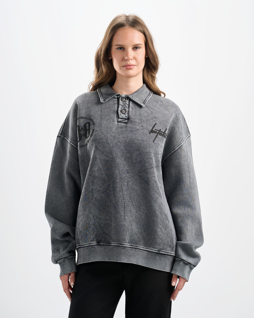 Botchi Stone Washed Melton Hoodie Grey
