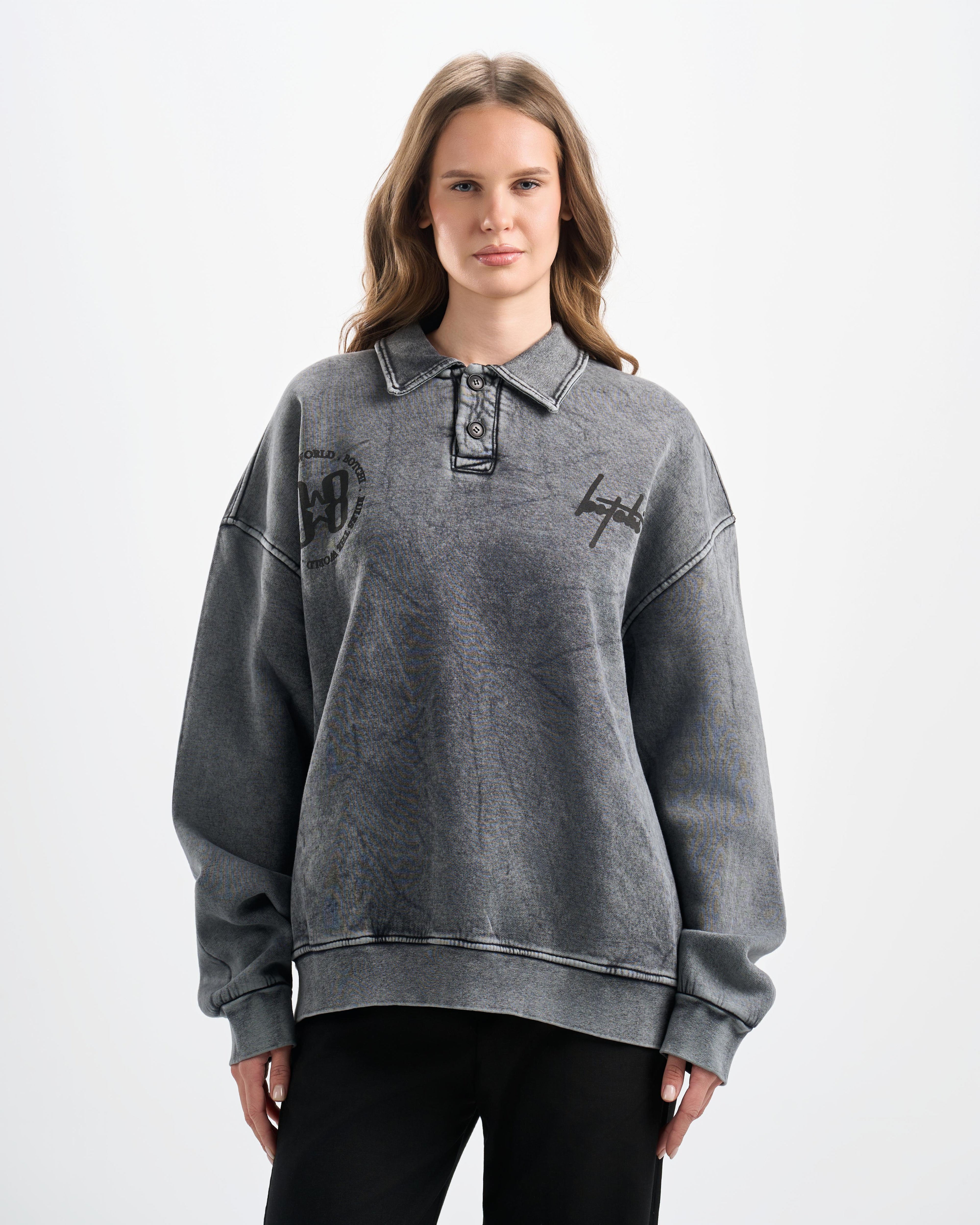Botchi Stone Washed Melton Hoodie Grey