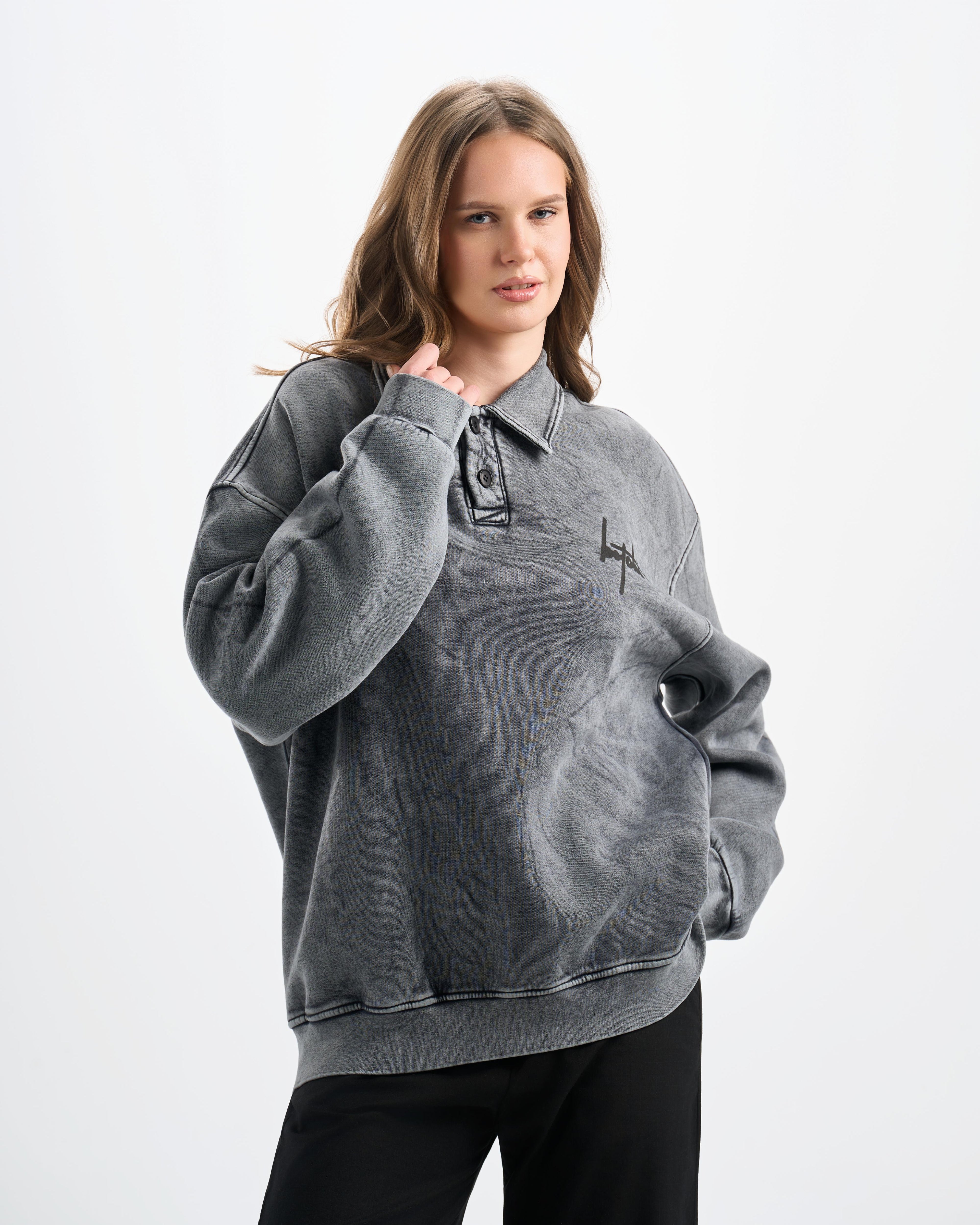 Botchi Stone Washed Melton Hoodie Grey