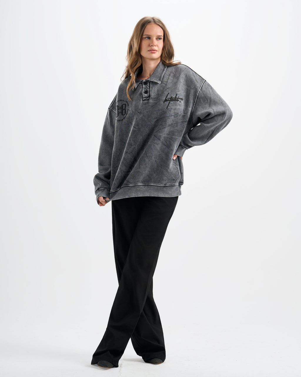 Botchi Stone Washed Melton Hoodie Grey