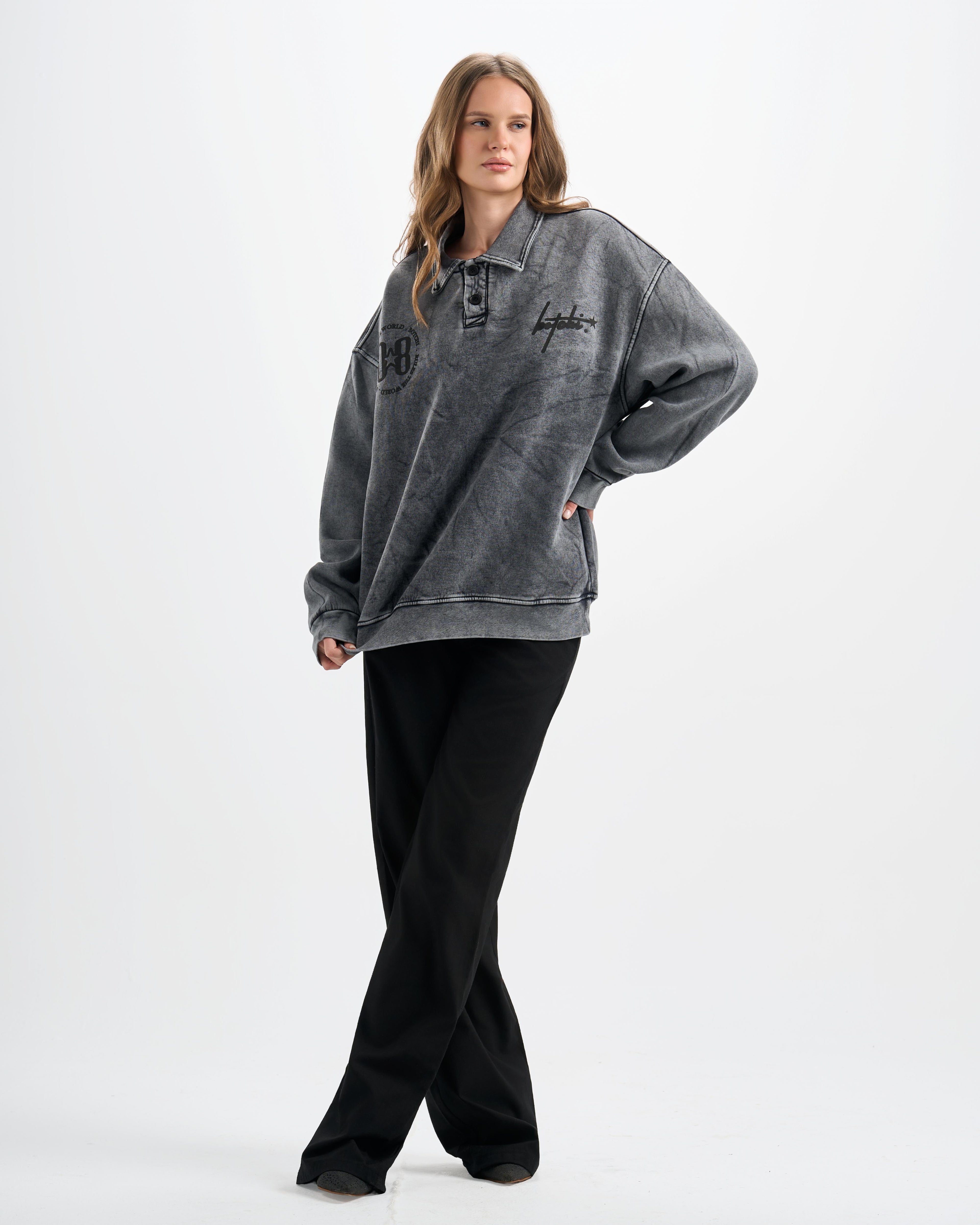 Botchi Stone Washed Melton Hoodie Grey