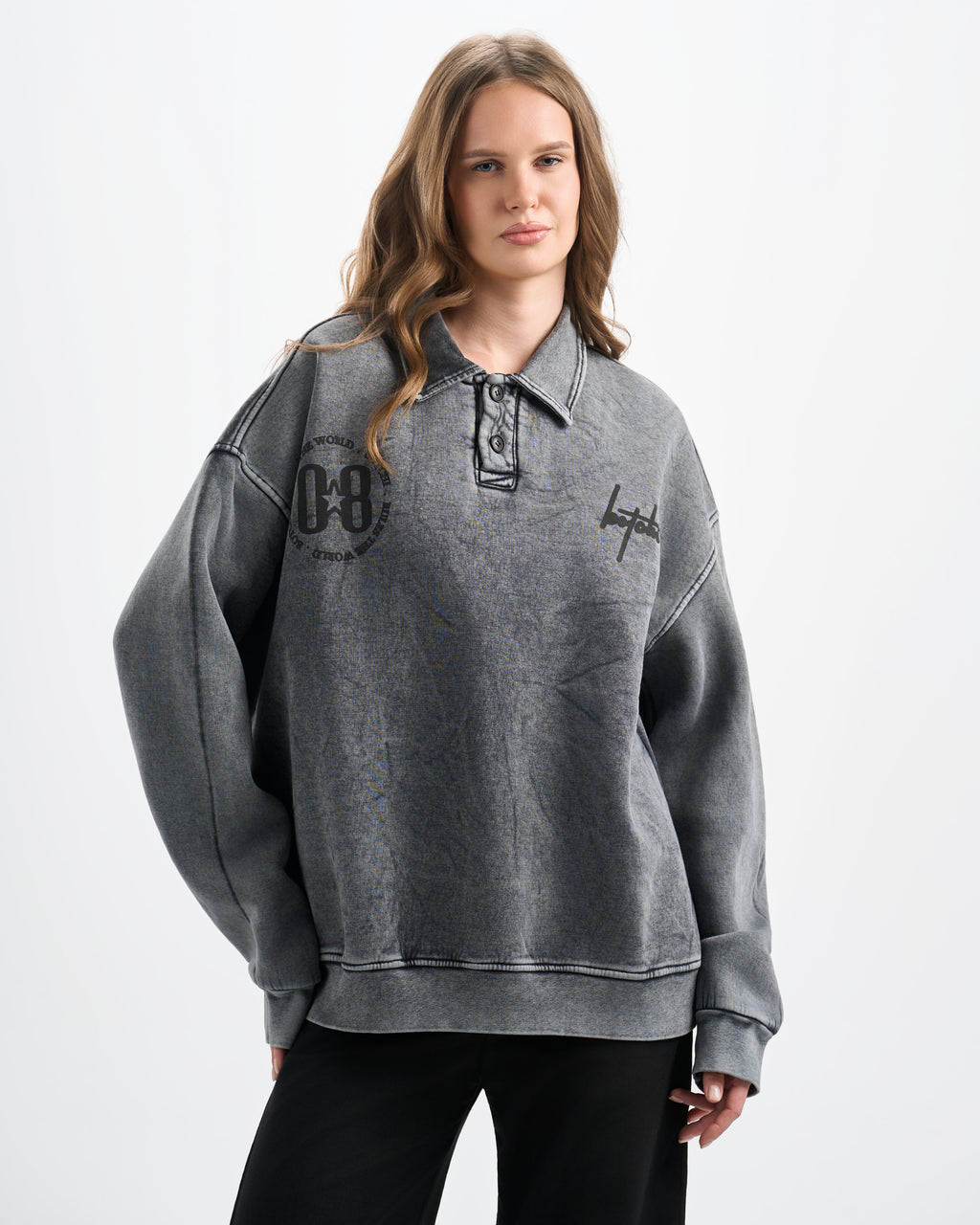 Botchi Stone Washed Melton Hoodie Grey