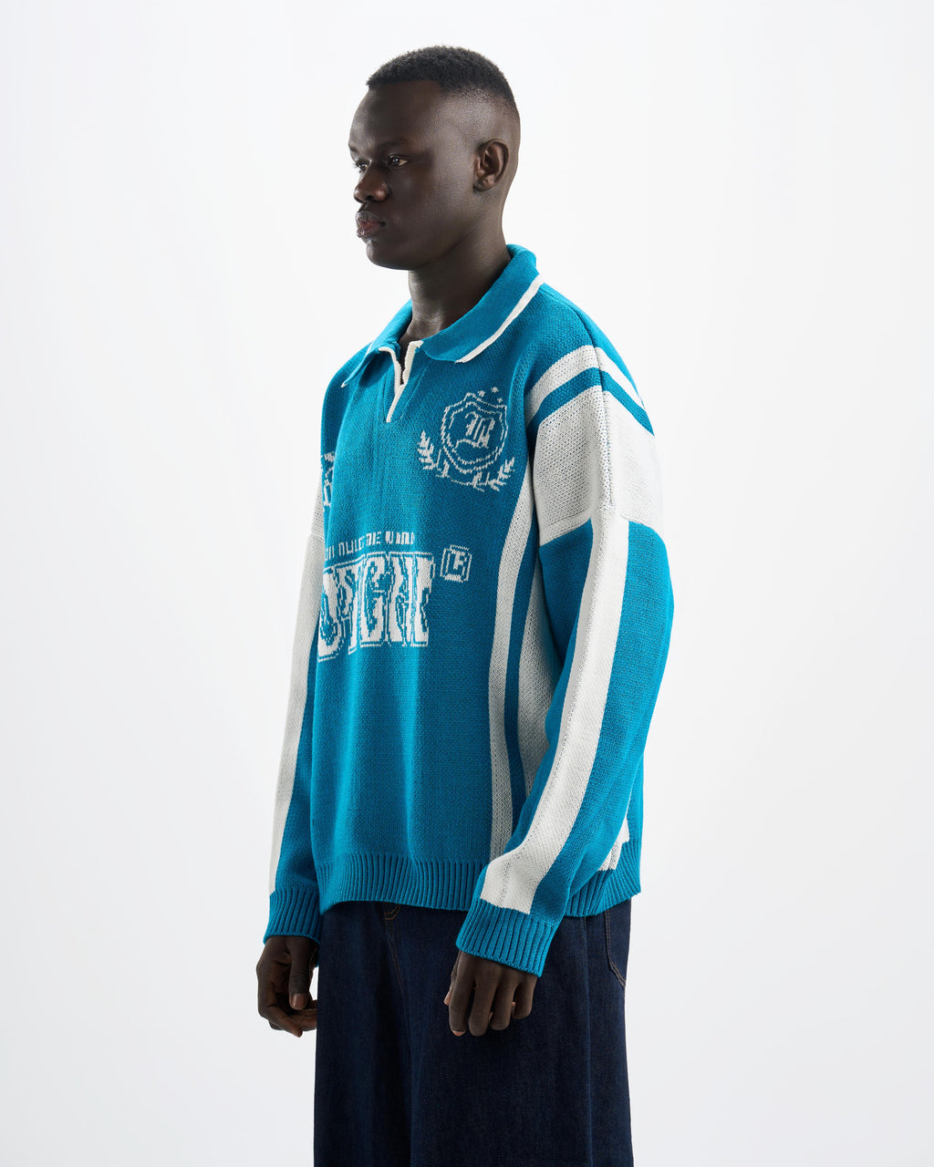 Botchi Wool Knit Polo Blue (88 Back Graphic)