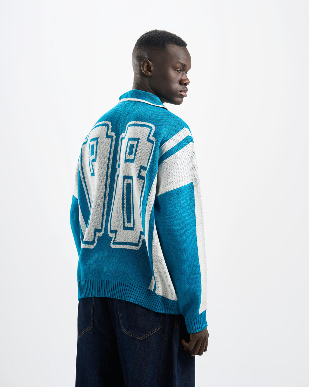 Botchi Wool Knit Polo Blue (88 Back Graphic)