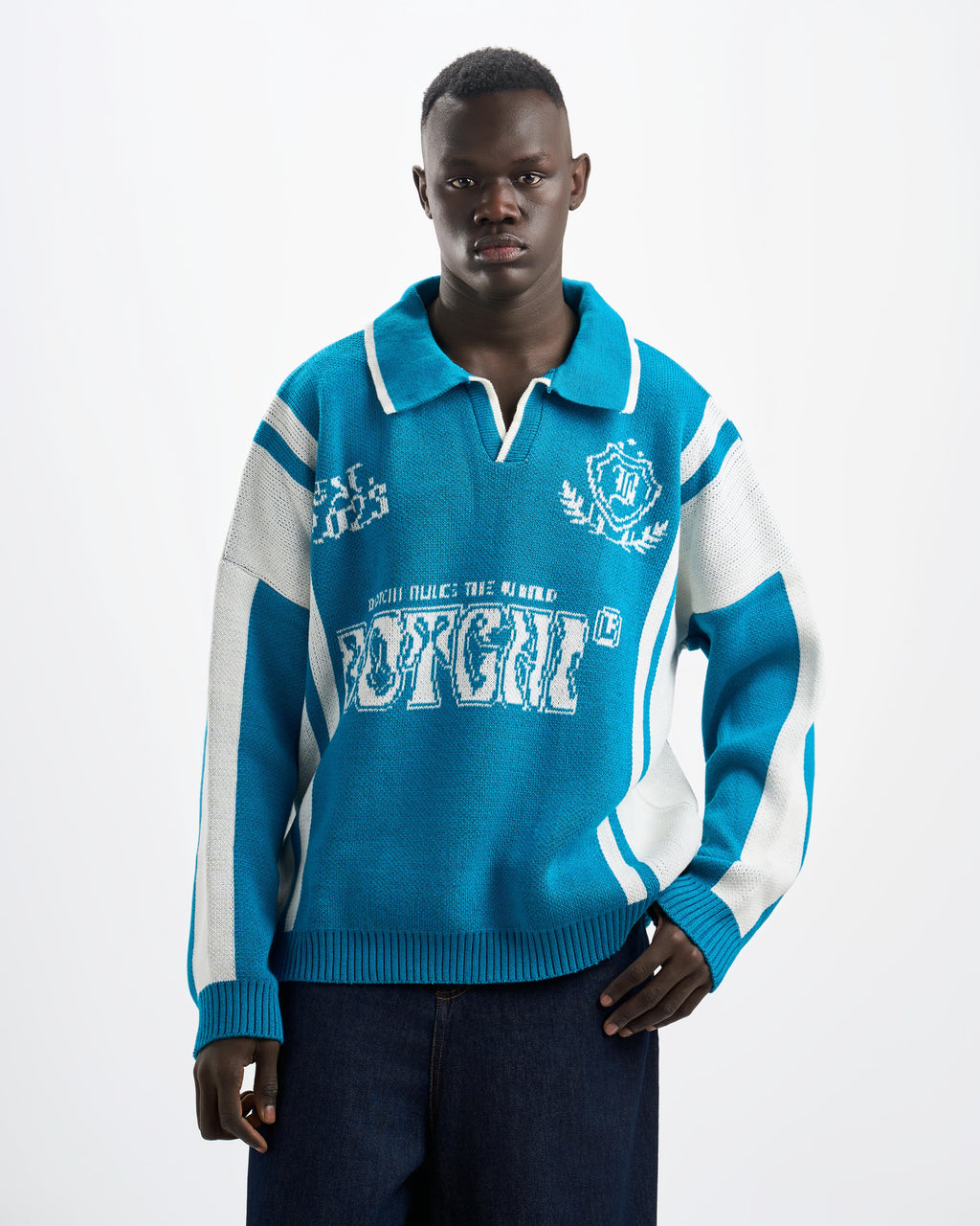 Botchi Wool Knit Polo Blue (88 Back Graphic)